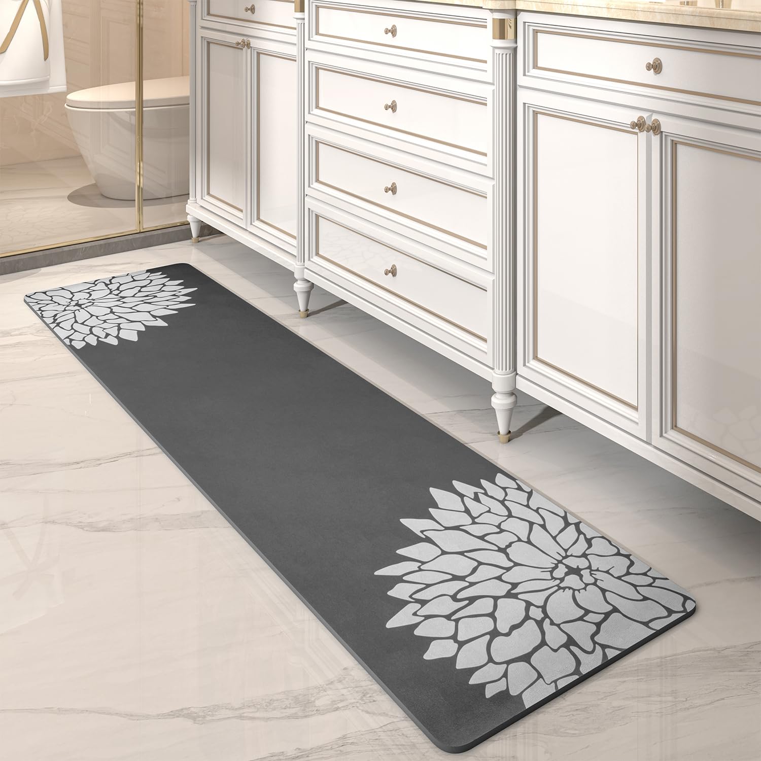 PADOOR-No Stains Bathroom Runner Rug-Bath Mats for Bathroom Non Slip-Super Absorbent Bath Floor Mat Quick Dry Diatomaceous Earth Bath Rug-Large Bathmat-17'' x47''