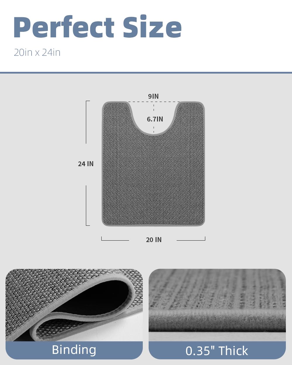 PADOOR Non-Slip Bath Mat With Rubber-Backing, Braided Absorbent Machine Washable Thin Rug for Bathroom Floor, Quick Dry, Fits Under Door, 17''x24'' Beige