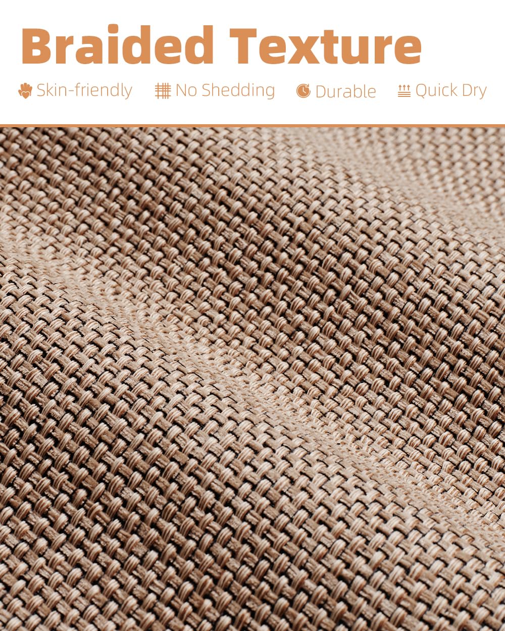 PADOOR Non-Slip Bath Mat With Rubber-Backing, Braided Absorbent Machine Washable Thin Rug for Bathroom Floor, Quick Dry, Fits Under Door, 17''x24'' Beige