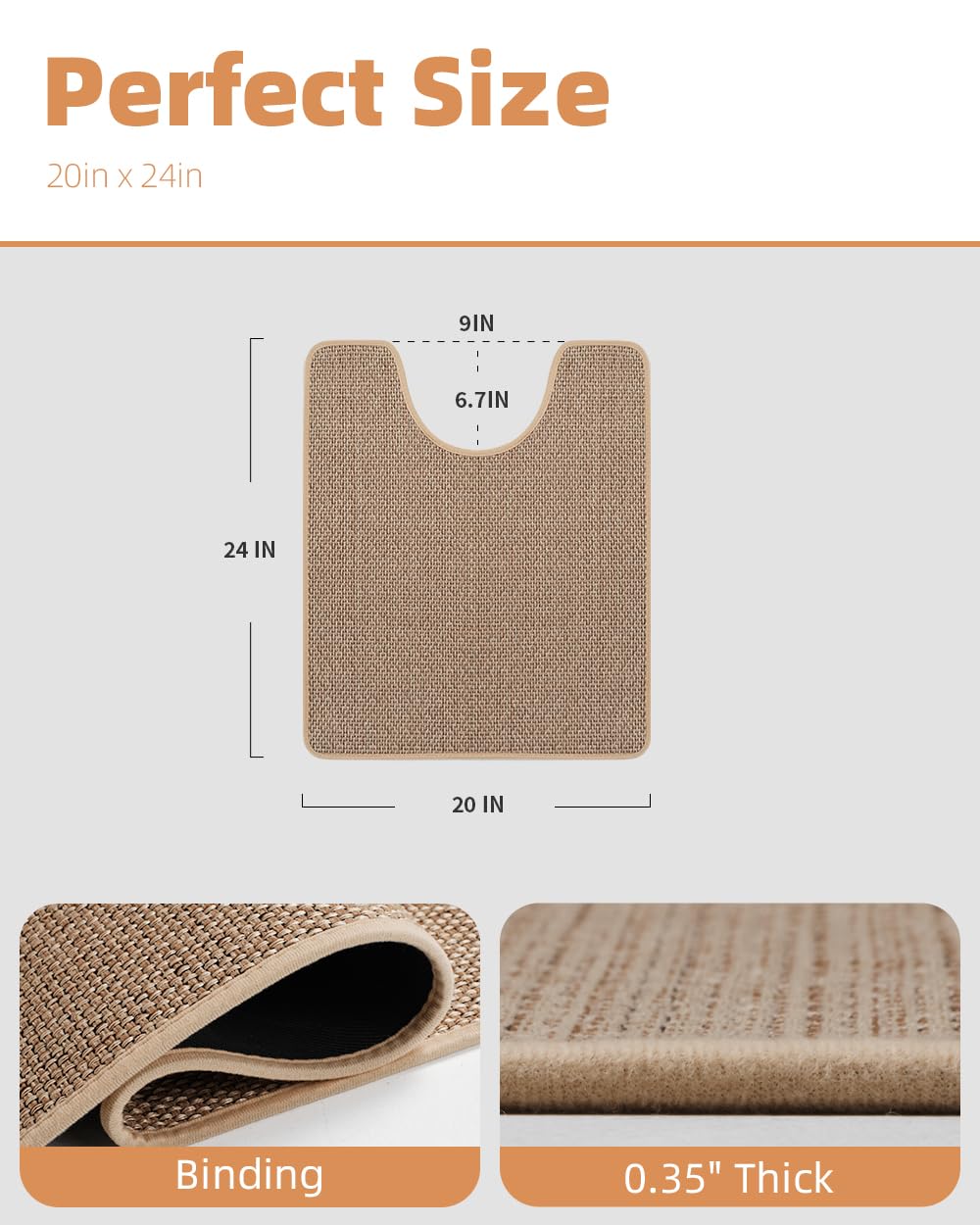 PADOOR Non-Slip Bath Mat With Rubber-Backing, Braided Absorbent Machine Washable Thin Rug for Bathroom Floor, Quick Dry, Fits Under Door, 17''x24'' Beige