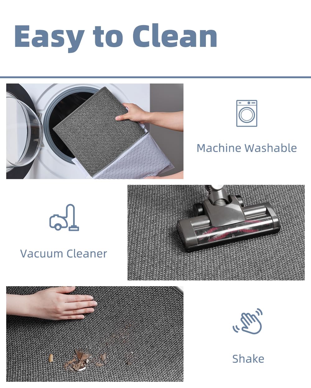 PADOOR Non-Slip Bath Mat With Rubber-Backing, Braided Absorbent Machine Washable Thin Rug for Bathroom Floor, Quick Dry, Fits Under Door, 17''x24'' Beige