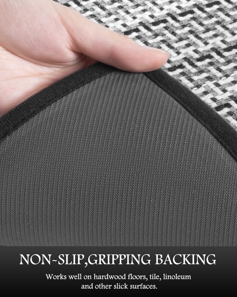 PADOOR Non Slip Kitchen Rugs Sets of 2 - Extra Large 2.5'x6' + 20"x32" Runner Rugs for Kitchen Floor Non Skid Washable, Absorbent Kitchen Mat for in Front of Sink 2 Piece Grey