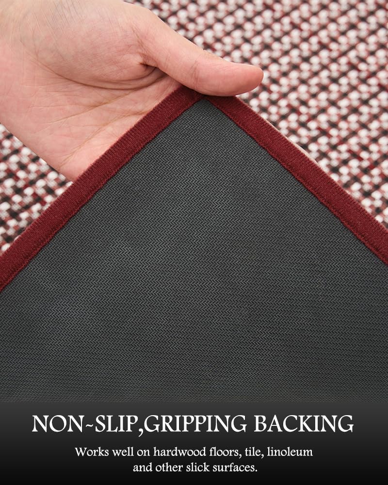 PADOOR Non Slip Kitchen Rugs Sets of 2 - Extra Large 2.5'x6' + 20"x32" Runner Rugs for Kitchen Floor Non Skid Washable, Absorbent Kitchen Mat for in Front of Sink 2 Piece Grey