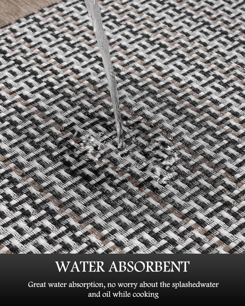 PADOOR Non Slip Kitchen Rugs Sets of 2 - Extra Large 2.5'x6' + 20"x32" Runner Rugs for Kitchen Floor Non Skid Washable, Absorbent Kitchen Mat for in Front of Sink 2 Piece Grey