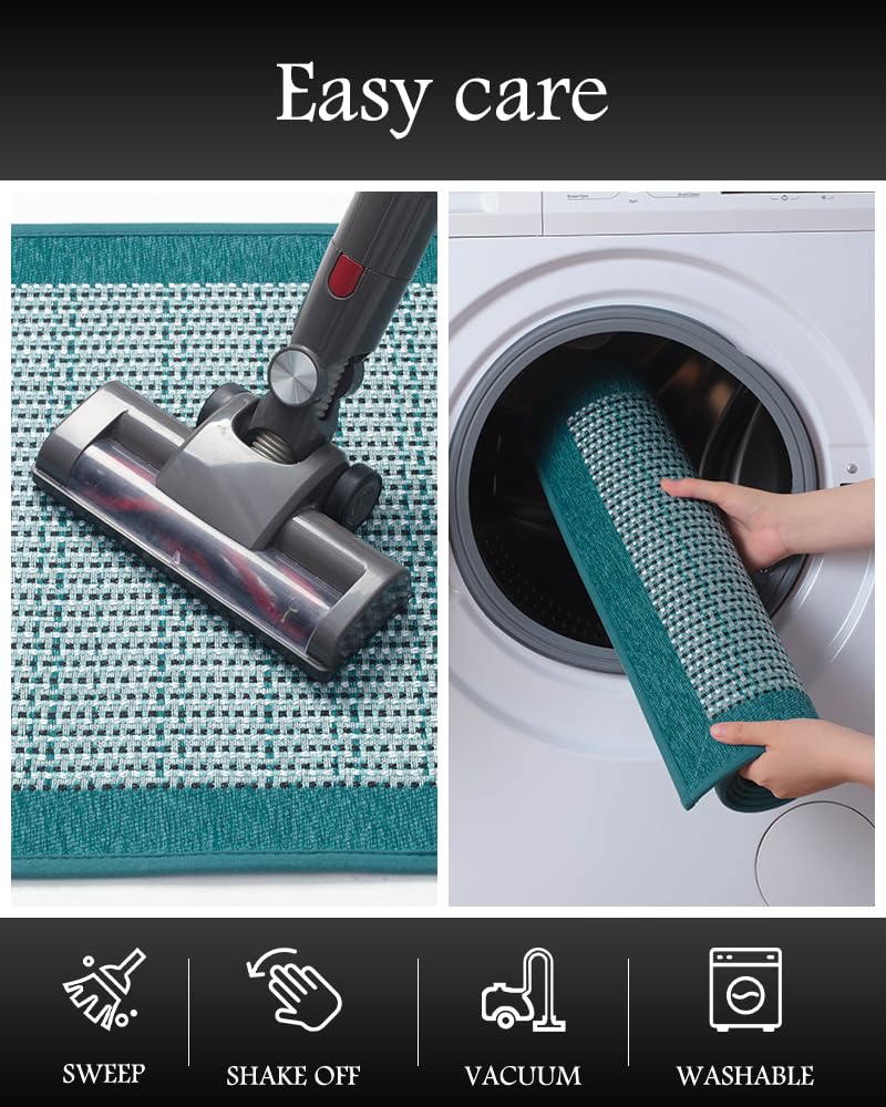 PADOOR Non Slip Kitchen Rugs Sets of 2 - Extra Large 2.5'x6' + 20"x32" Runner Rugs for Kitchen Floor Non Skid Washable, Absorbent Kitchen Mat for in Front of Sink 2 Piece Grey