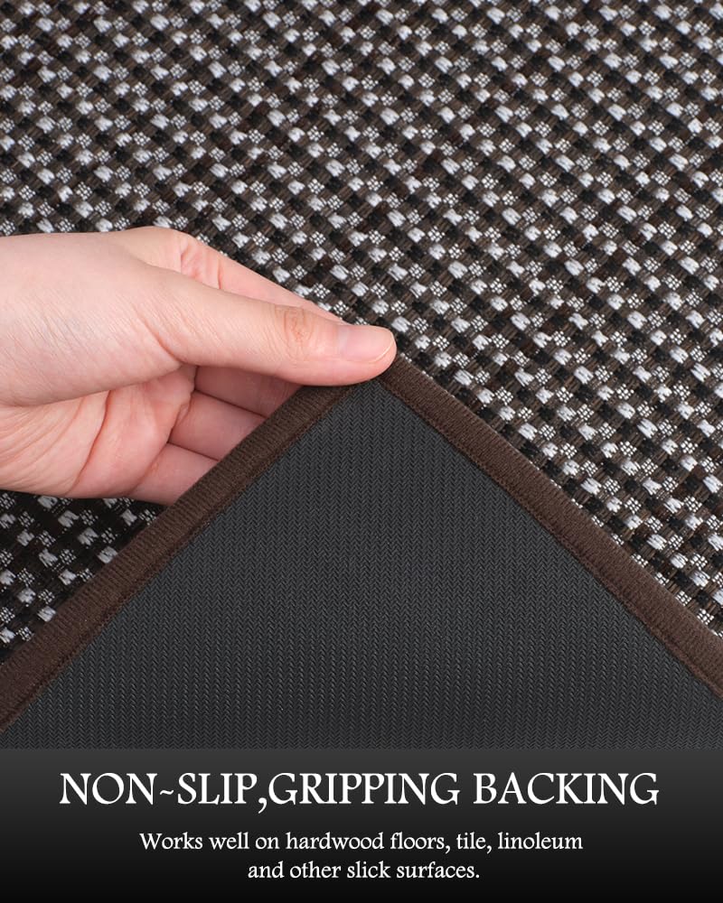 PADOOR Non Slip Kitchen Rugs Sets of 2 - Extra Large 2.5'x6' + 20"x32" Runner Rugs for Kitchen Floor Non Skid Washable, Absorbent Kitchen Mat for in Front of Sink 2 Piece Grey