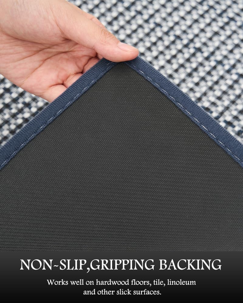 PADOOR Non Slip Kitchen Rugs Sets of 2 - Extra Large 2.5'x6' + 20"x32" Runner Rugs for Kitchen Floor Non Skid Washable, Absorbent Kitchen Mat for in Front of Sink 2 Piece Grey