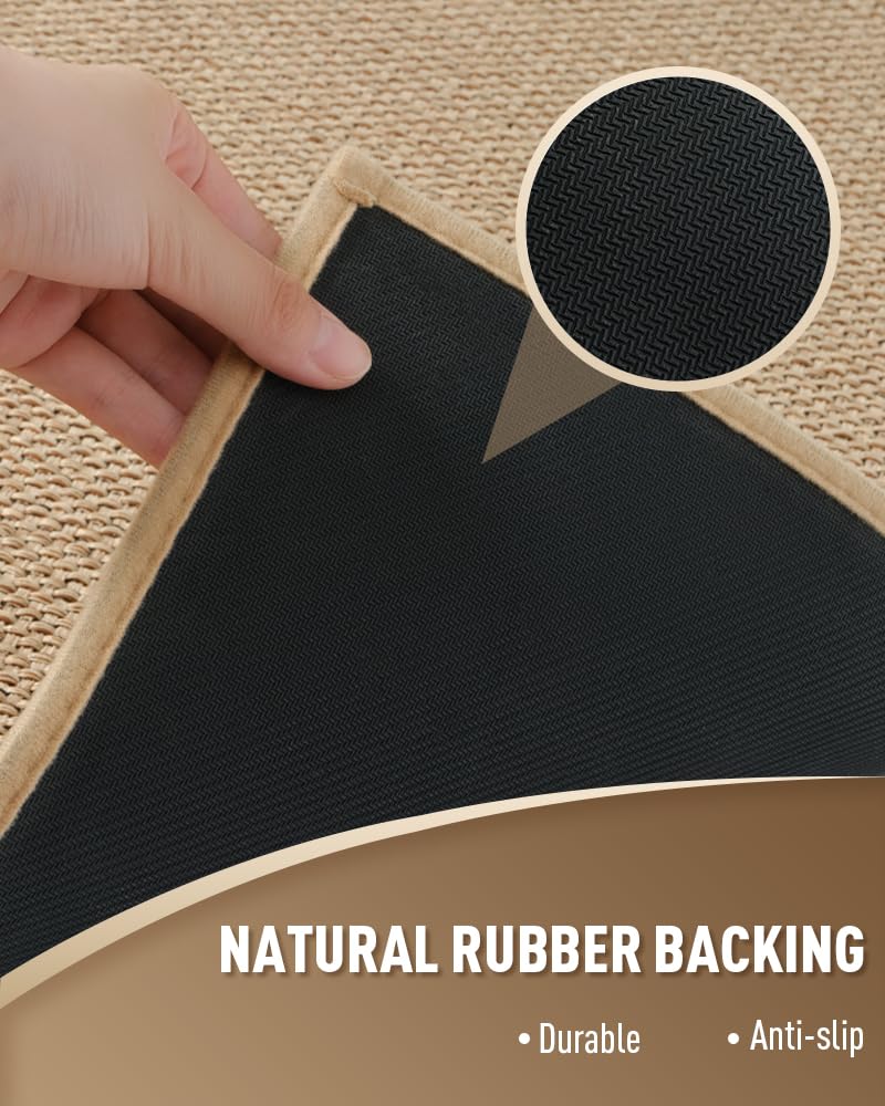 PADOOR Non Slip Stair-Treads,Rubber Backing Stair-Runners for Wooden Steps,15PCS Residue Free Carpet Stair Treads for Kids and Dogs 8"x30" Beige