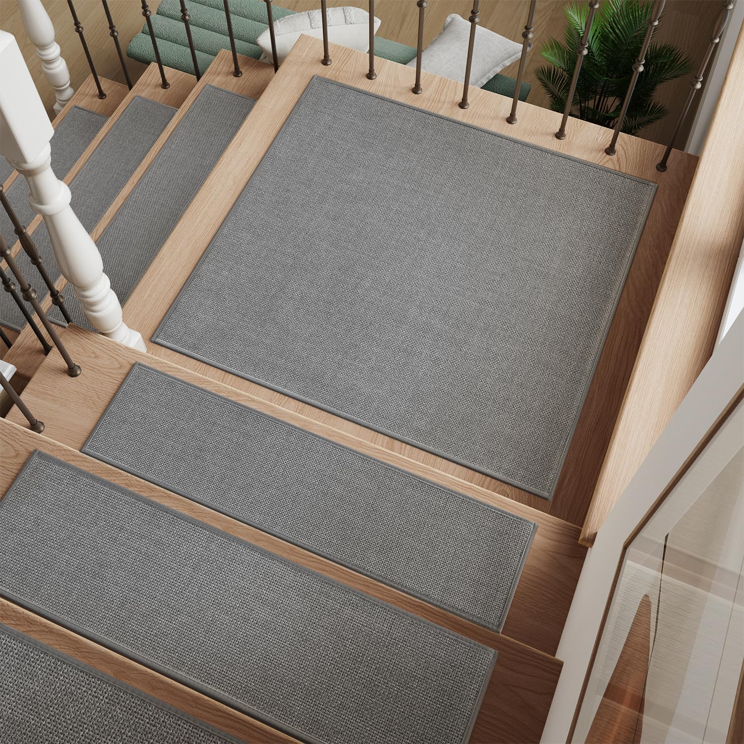 PADOOR Stair-Treads Non Slip 15PCS, Stair Treads for Wooden Steps Rubber Backing Indoor, Carpet Stair Treads Residue Free, Stair Runner Durable Stair-Carpet Treads for Kids and Dogs 8"x30" Beige