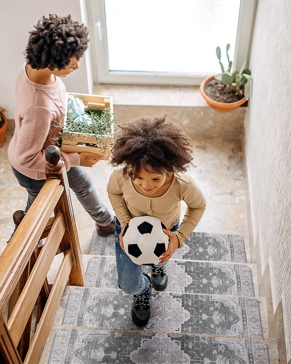 PADOOR Stair-Treads Non Slip for Wooden Steps, 15psc Rubber Backing 8" X 30" Staircase Step Treads Indoor Residue Free, Reusable Carpet Stair Treads Waterproof Stair Runner for Dogs, Kids - Grey