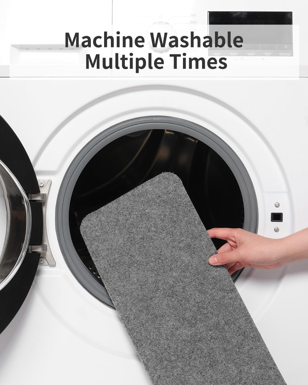 PADOOR Stair-Treads Non Slip, Reusable Stair-Runners for Wooden Steps 15PCS Adhesive Backing Carpet Stair Treads for Kids and Dogs 30"X8" Grey