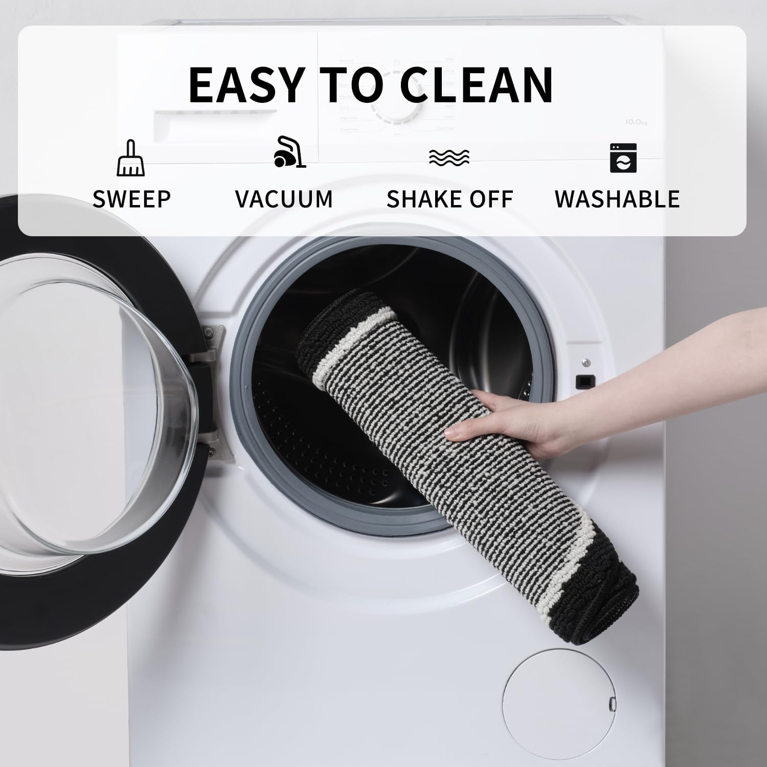 PADOOR Washable Kitchen Mats Set Black