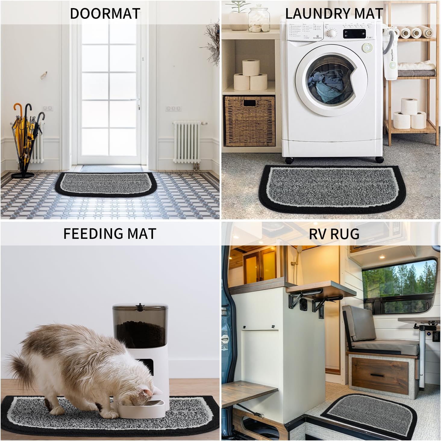 PADOOR Washable Kitchen Mats Set Black