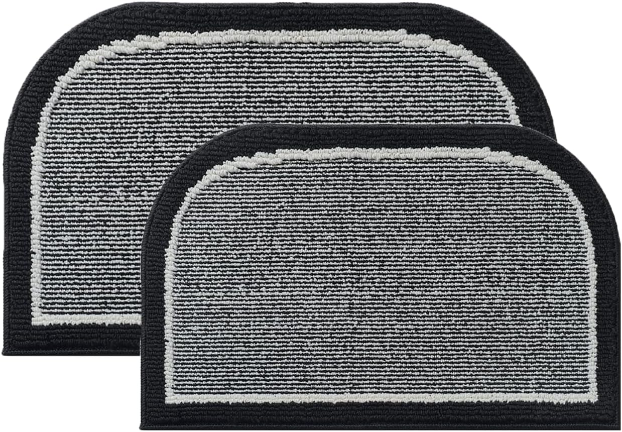 PADOOR Washable Kitchen Mats Set Black