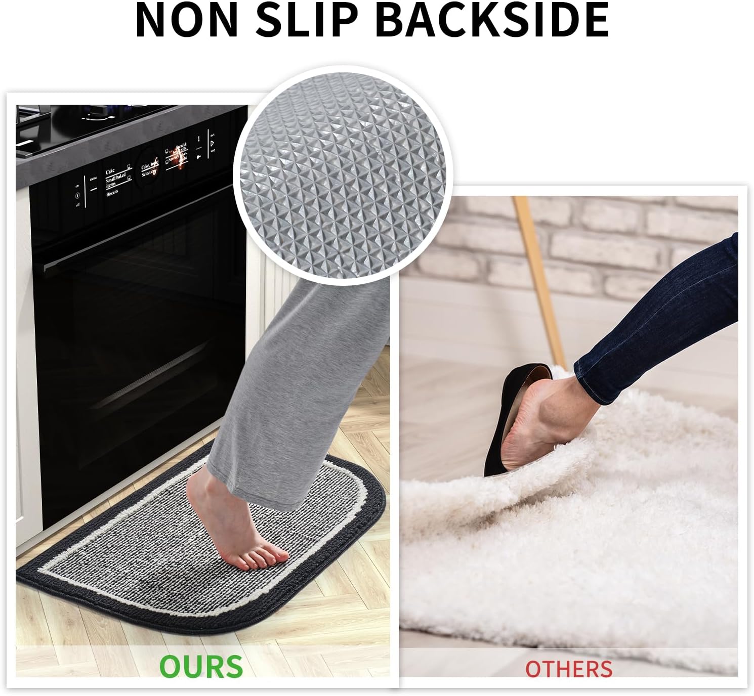 PADOOR Washable Kitchen Mats Set Black