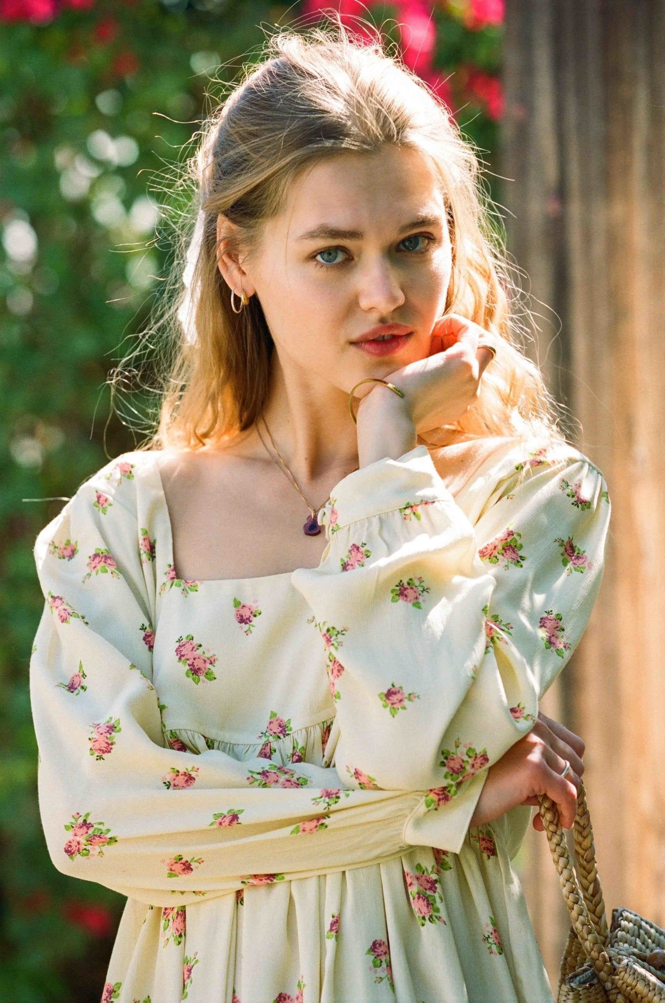 Palmer Dress - Yellow Floral Dress (Vintage Print)