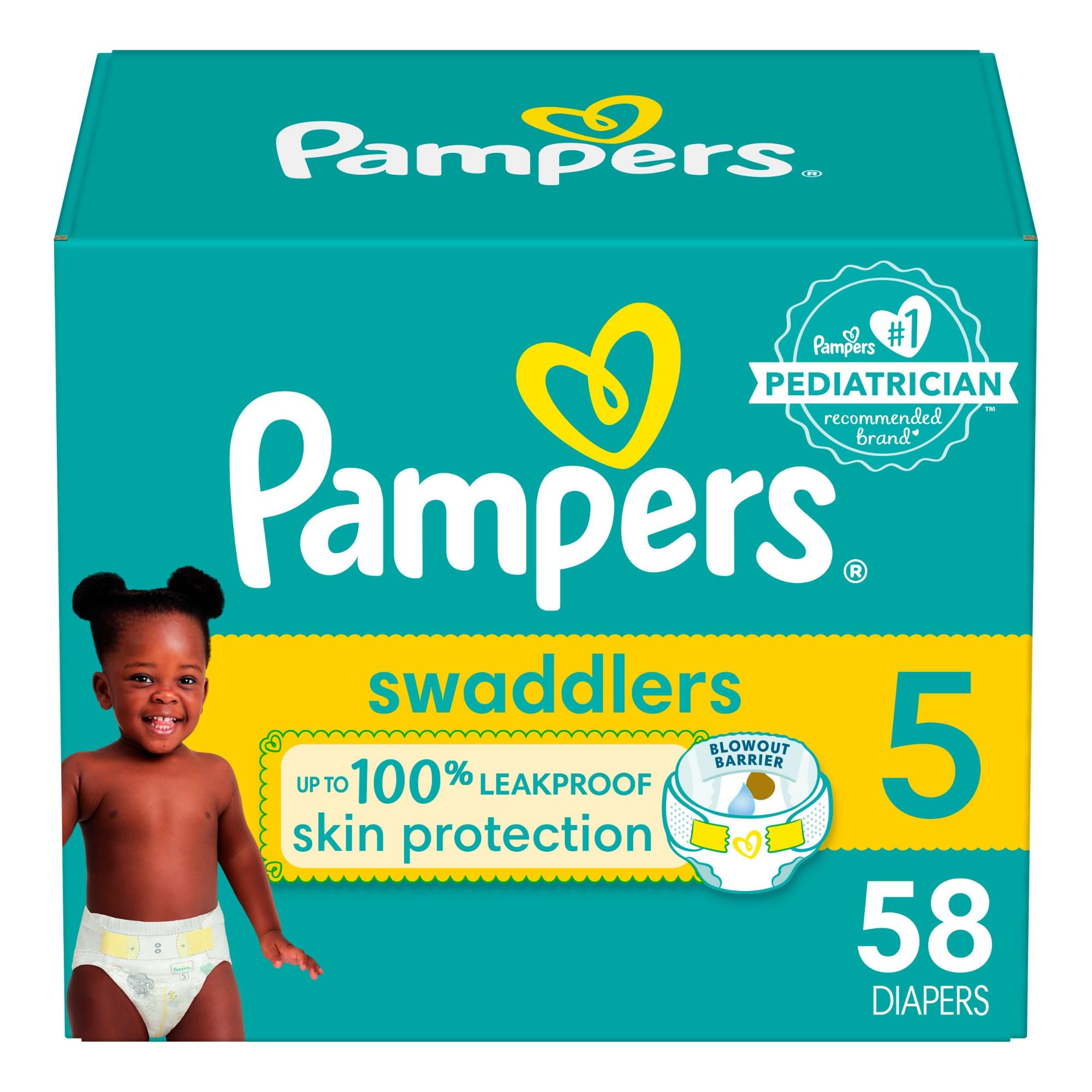 Pampers Baby Diapers - Swaddlers - Size 5, 132 Count, Ultra Absorbent Disposable Infant Diaper