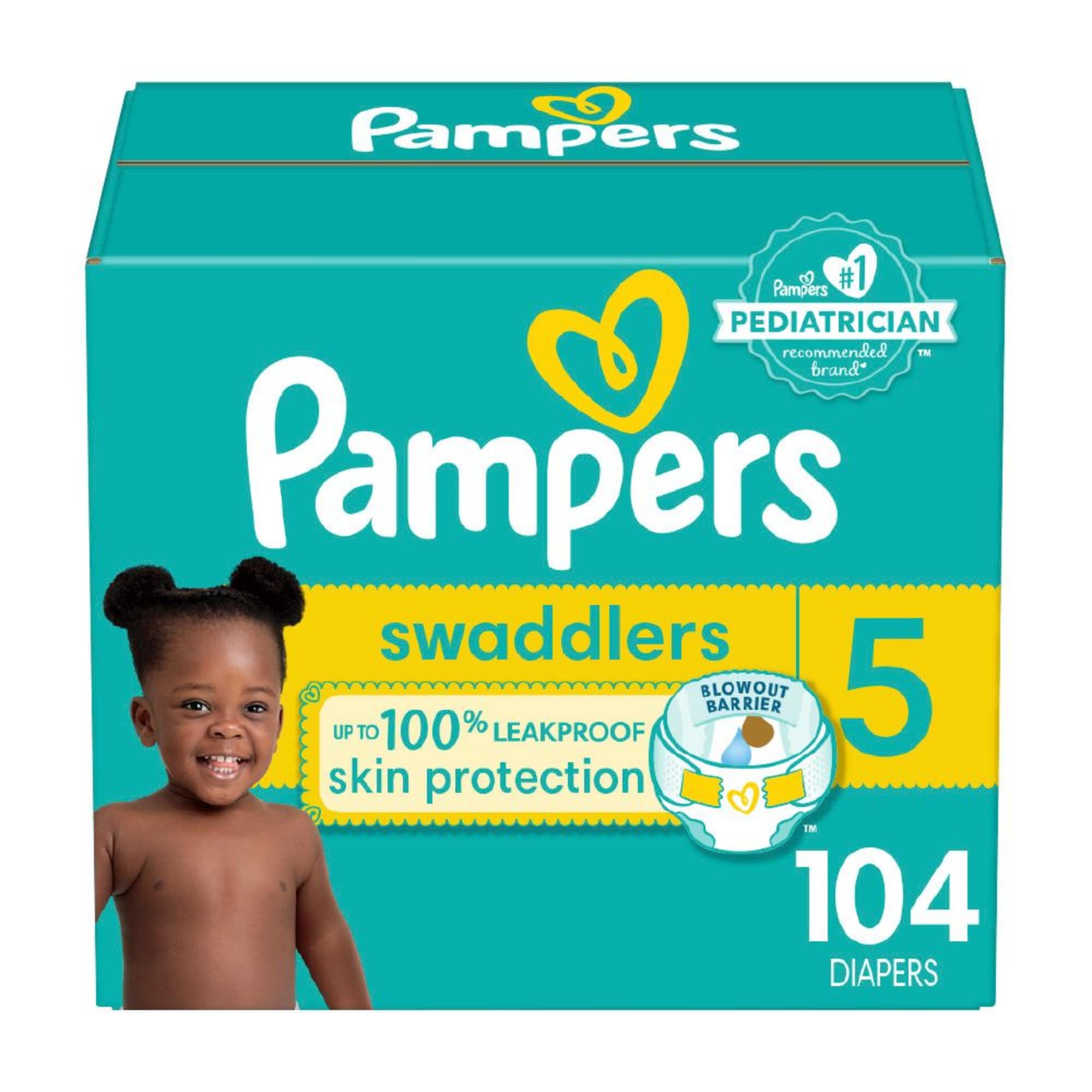 Pampers Baby Diapers - Swaddlers - Size 5, 132 Count, Ultra Absorbent Disposable Infant Diaper