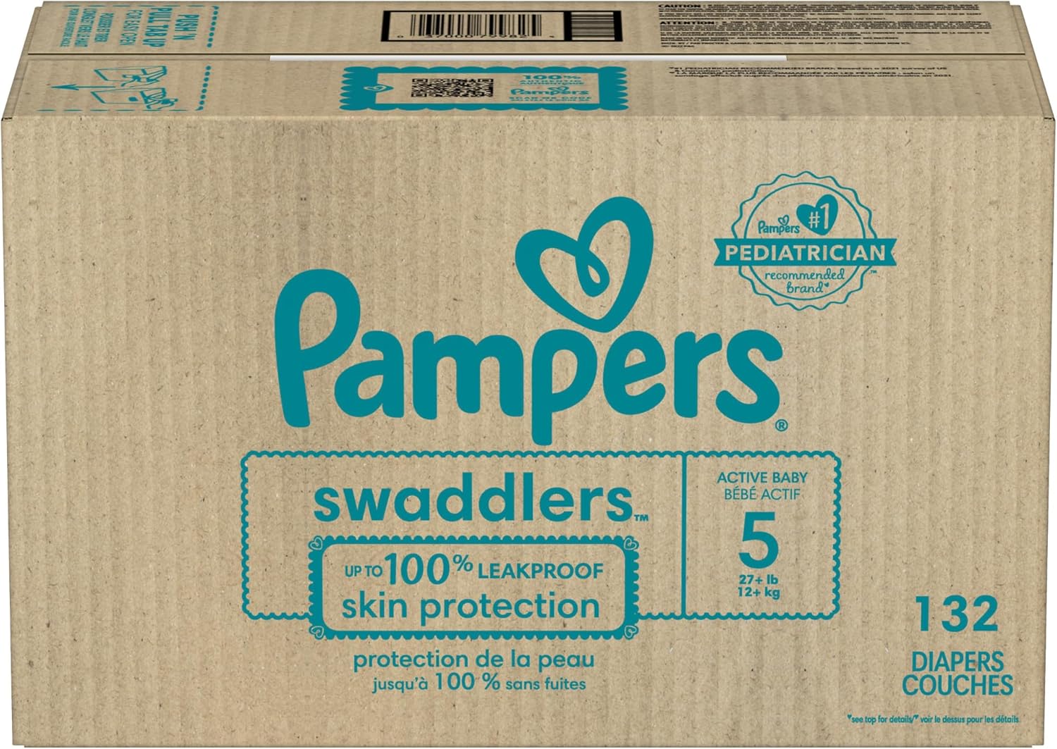 Pampers Baby Diapers - Swaddlers - Size 5, 132 Count, Ultra Absorbent Disposable Infant Diaper