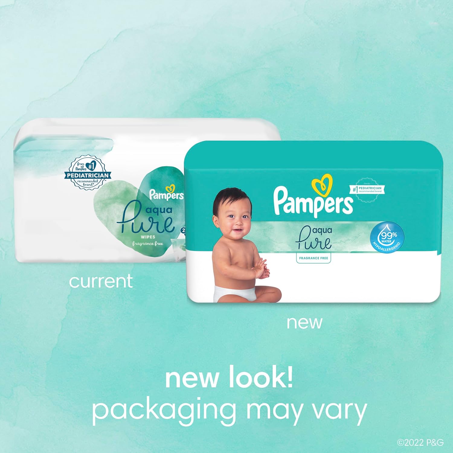 Pampers Baby Wipes Aqua Pure, 99% water-based wipes, Hypoallergenic and Unscented Baby Wipes, 672 Wipes Total (12 Flip-Top Packs)