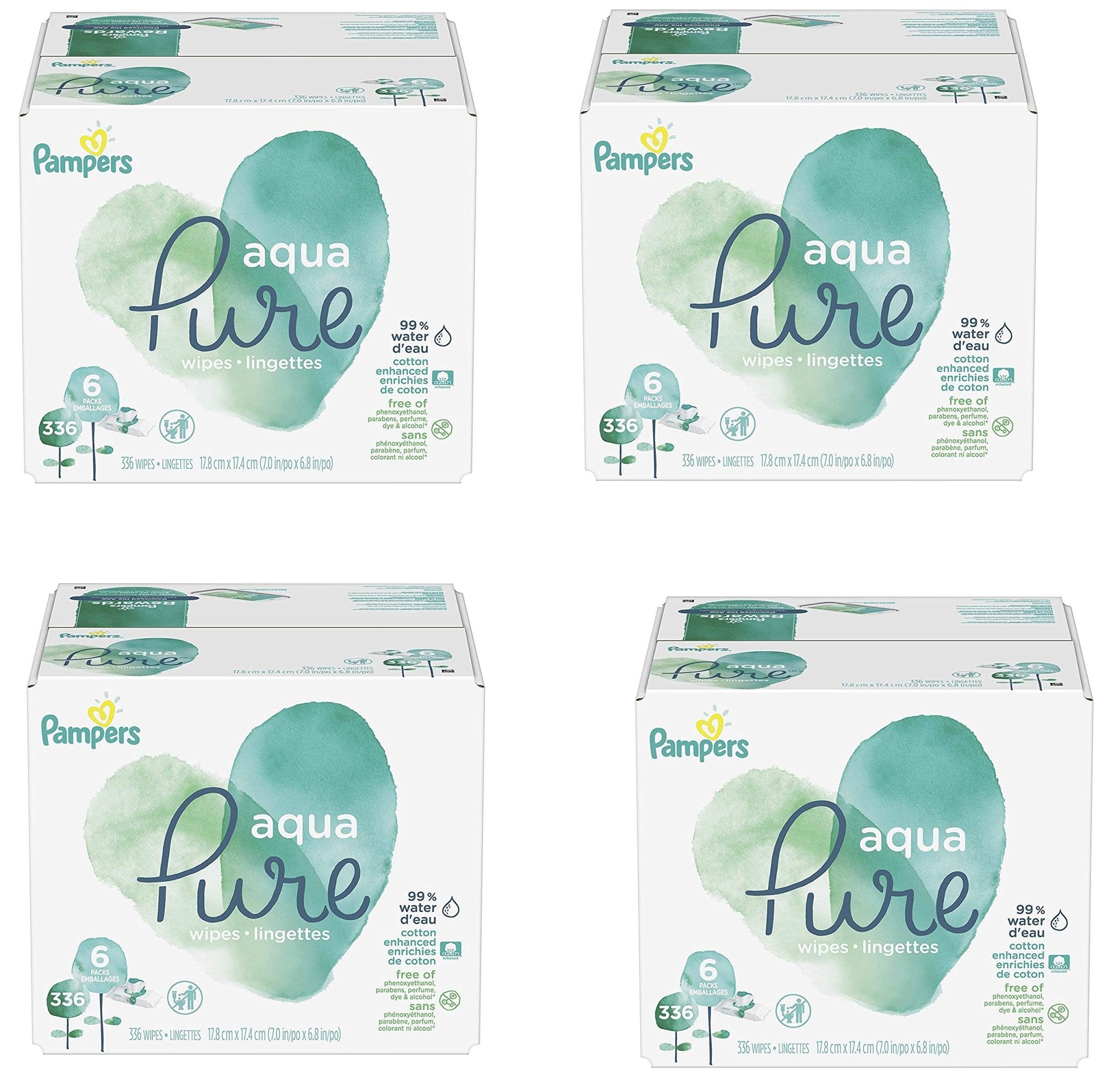 Pampers Baby Wipes Aqua Pure, 99% water-based wipes, Hypoallergenic and Unscented Baby Wipes, 672 Wipes Total (12 Flip-Top Packs)