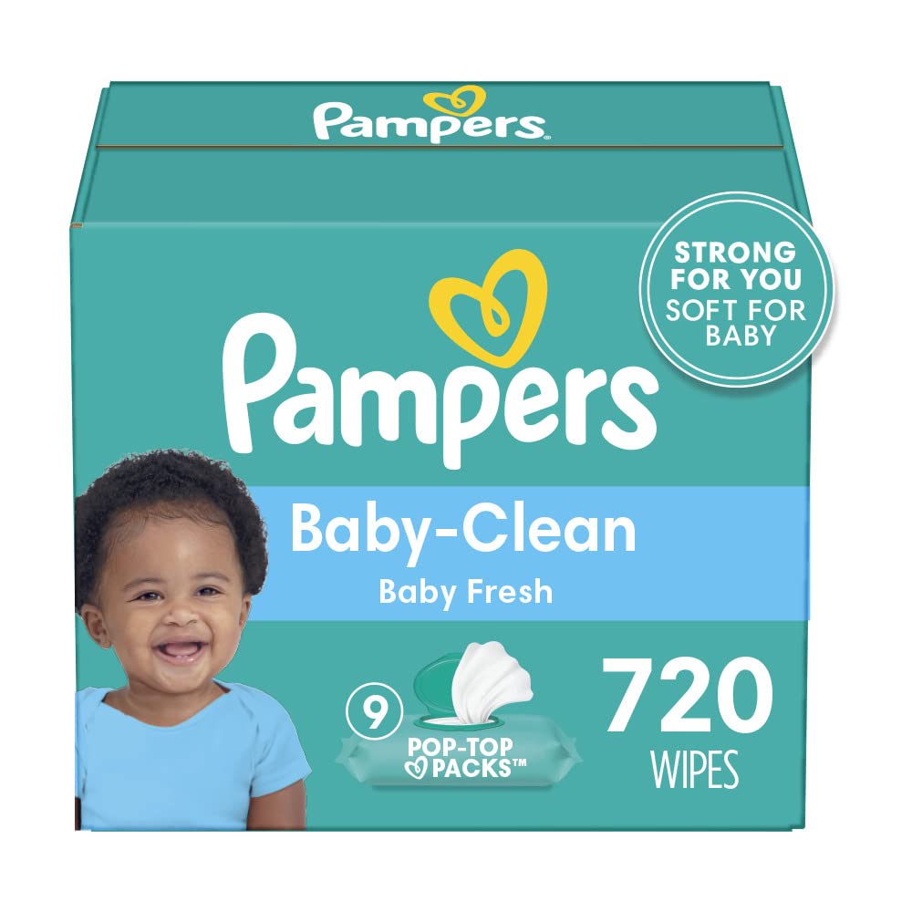 Pampers Baby Wipes, Complete Clean Baby Fresh Scented Wipe, Gently Cleans Head to Toe, 72 Total (1 Flip-Top Packs)