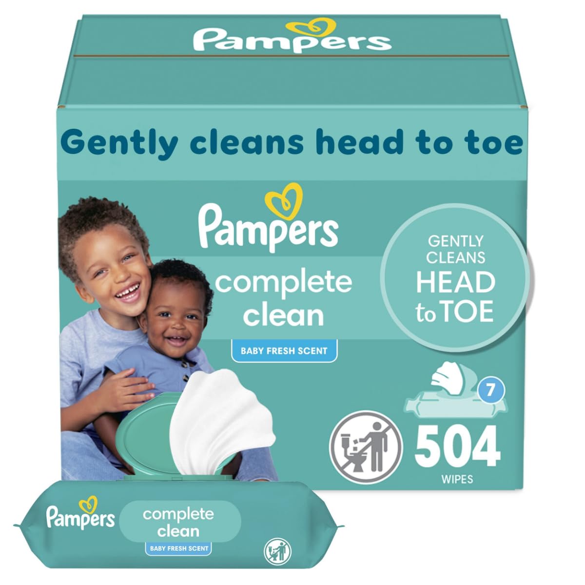 Pampers Baby Wipes, Complete Clean Baby Fresh Scented Wipe, Gently Cleans Head to Toe, 72 Total (1 Flip-Top Packs)