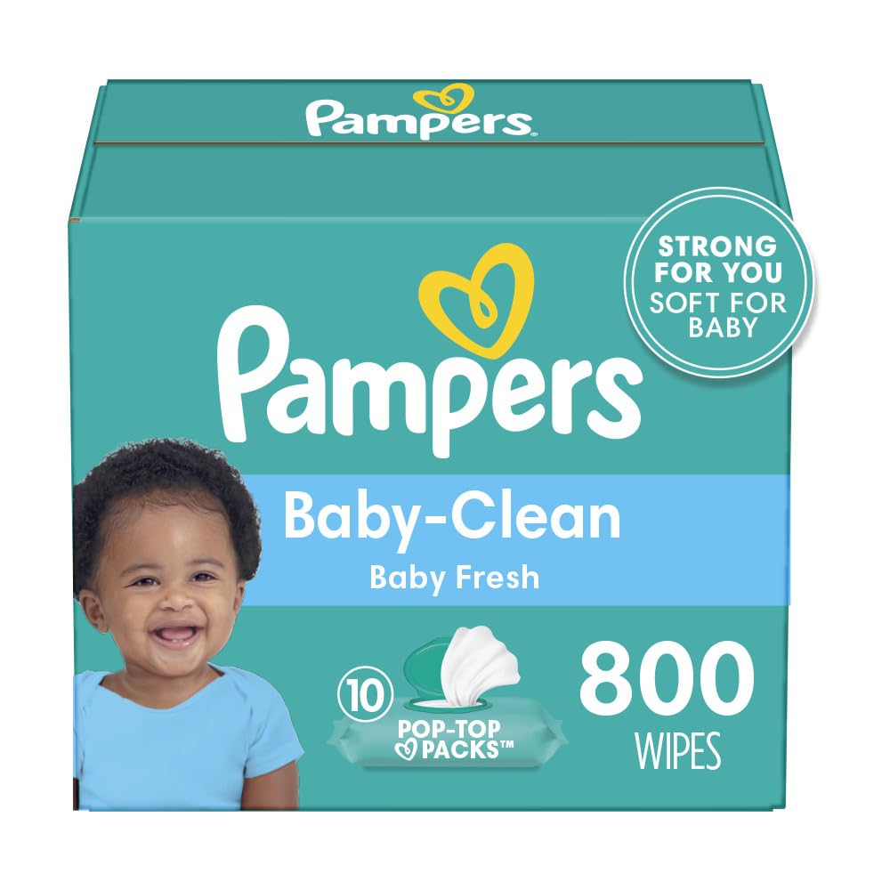 Pampers Baby Wipes, Complete Clean Baby Fresh Scented Wipe, Gently Cleans Head to Toe, 72 Total (1 Flip-Top Packs)