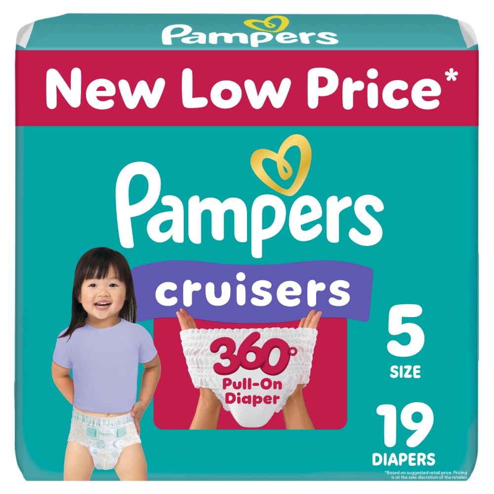 Pampers Diapers - Cruisers 360 - Size 5, 128 Count, Babyproof up to 100% Leakproof Pull-On Diaper