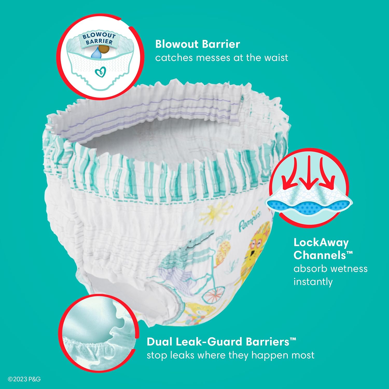 Pampers Diapers - Cruisers 360 - Size 5, 128 Count, Babyproof up to 100% Leakproof Pull-On Diaper