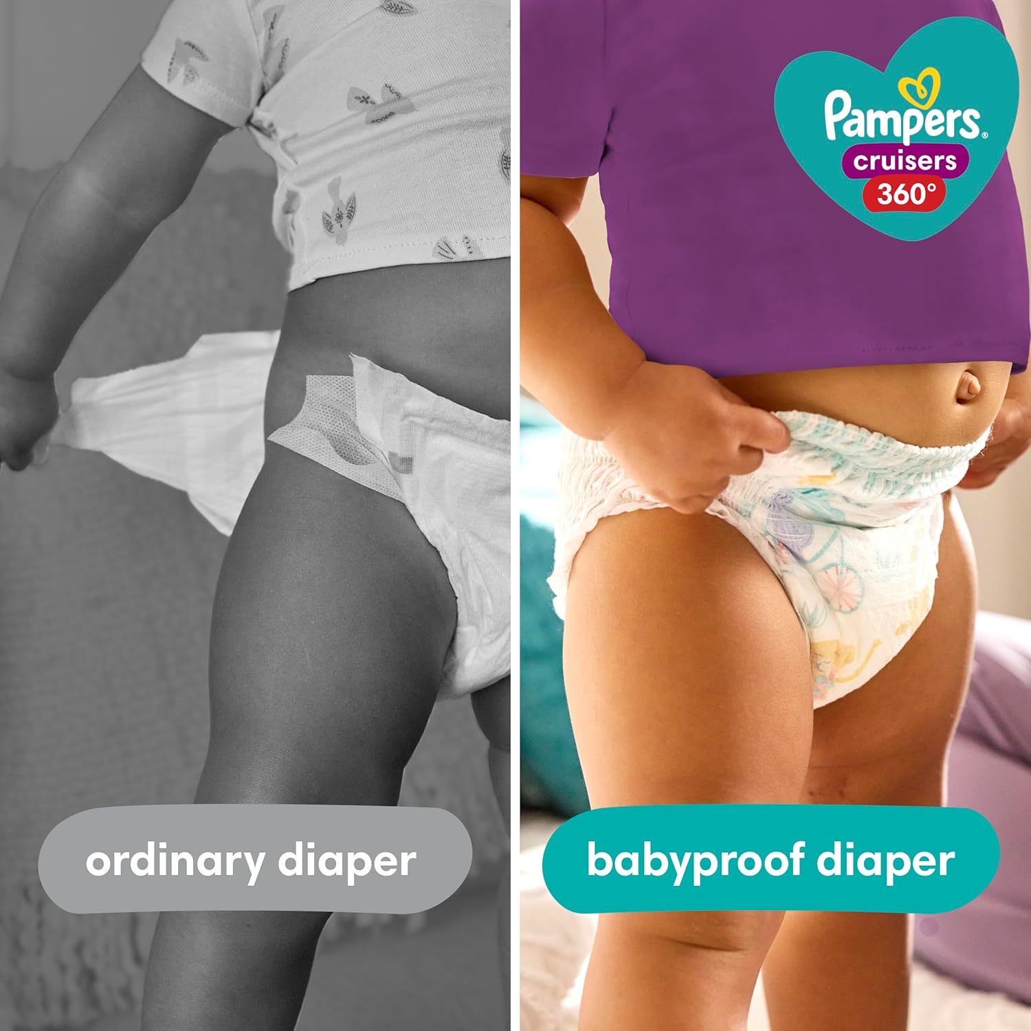Pampers Diapers - Cruisers 360 - Size 5, 128 Count, Babyproof up to 100% Leakproof Pull-On Diaper