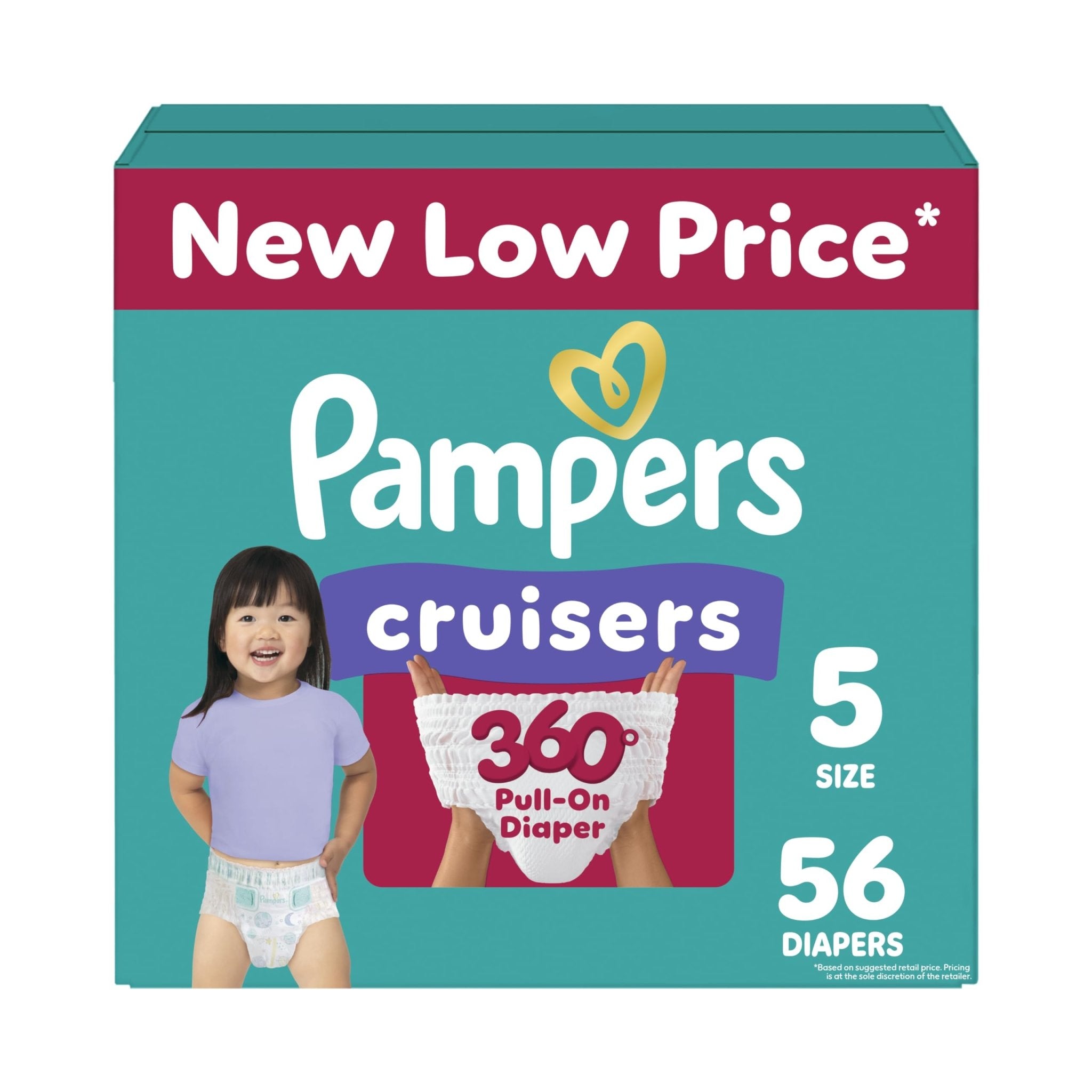 Pampers Diapers - Cruisers 360 - Size 5, 128 Count, Babyproof up to 100% Leakproof Pull-On Diaper