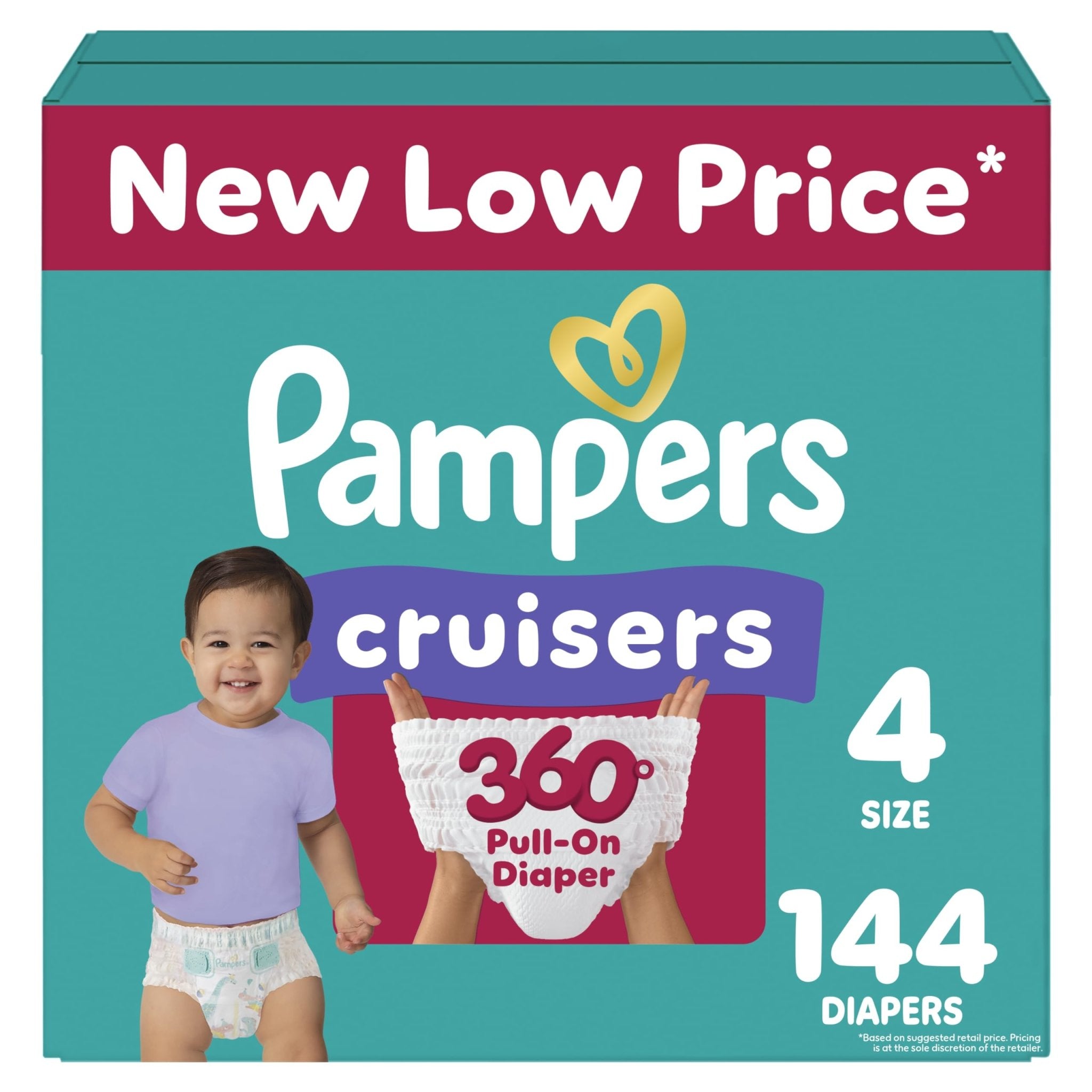 Pampers Diapers - Cruisers 360 - Size 5, 128 Count, Babyproof up to 100% Leakproof Pull-On Diaper
