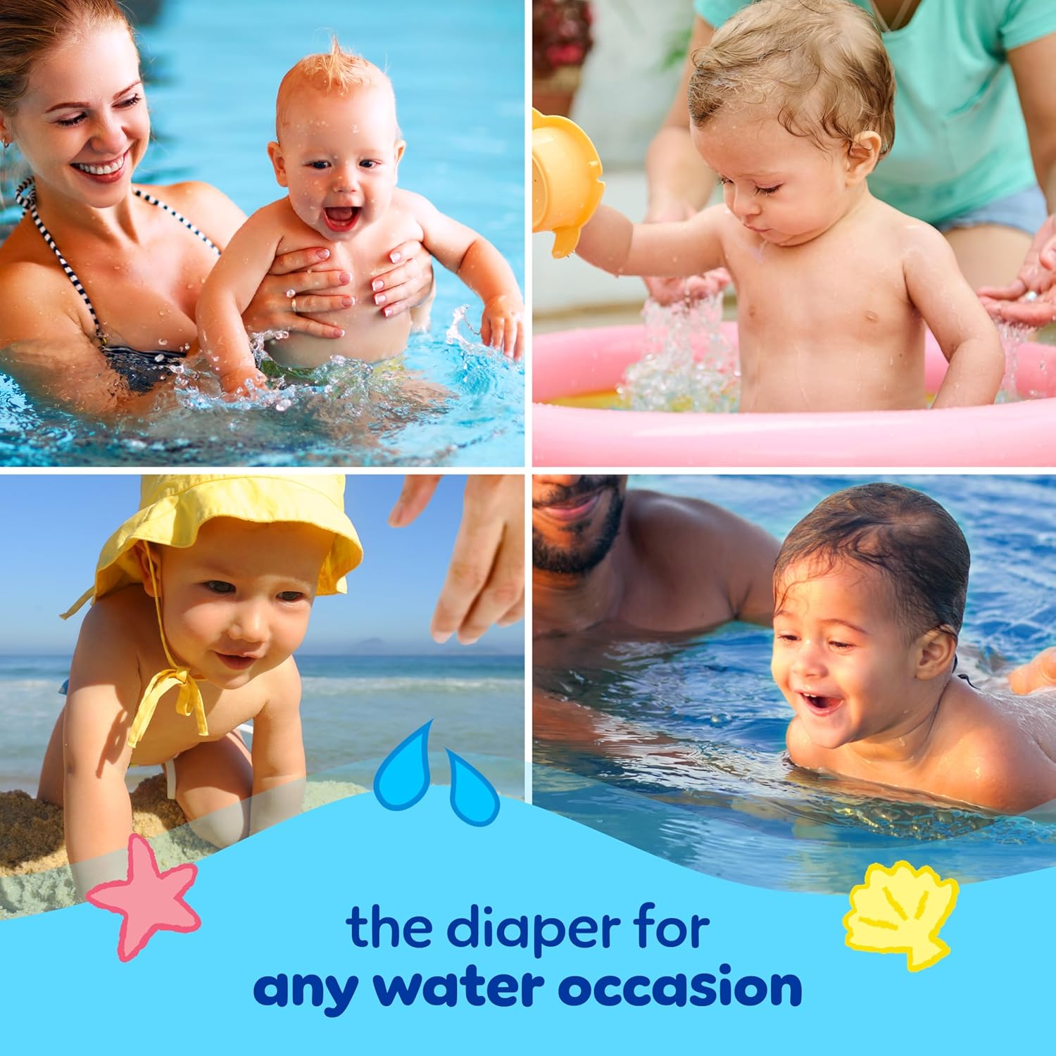 Pampers Swim Diapers - Splashers - Size 4, 18 Count, Gap-Free Disposable Baby Swimming Pants