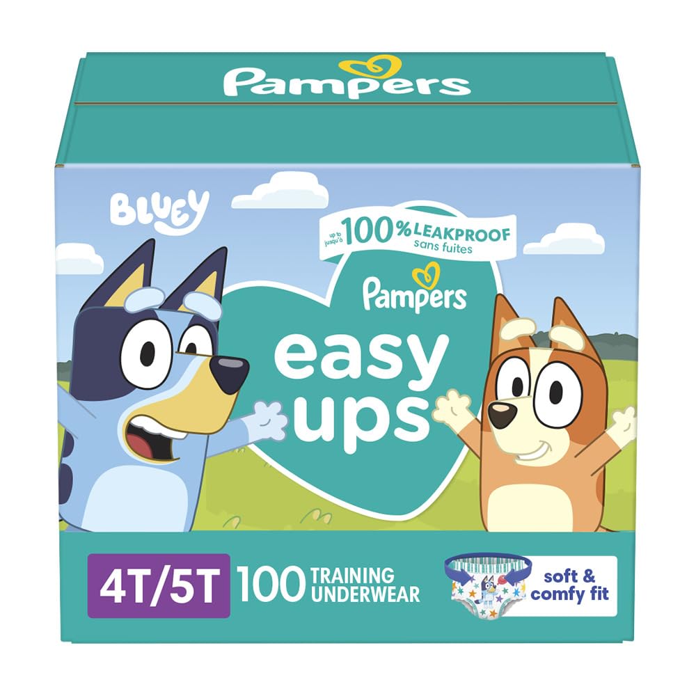 Pampers Training Pants - Easy Ups Boys & Girls Bluey - Size 3T-4T, 124 Count, Children's Potty Underwear (Packaging May Vary)