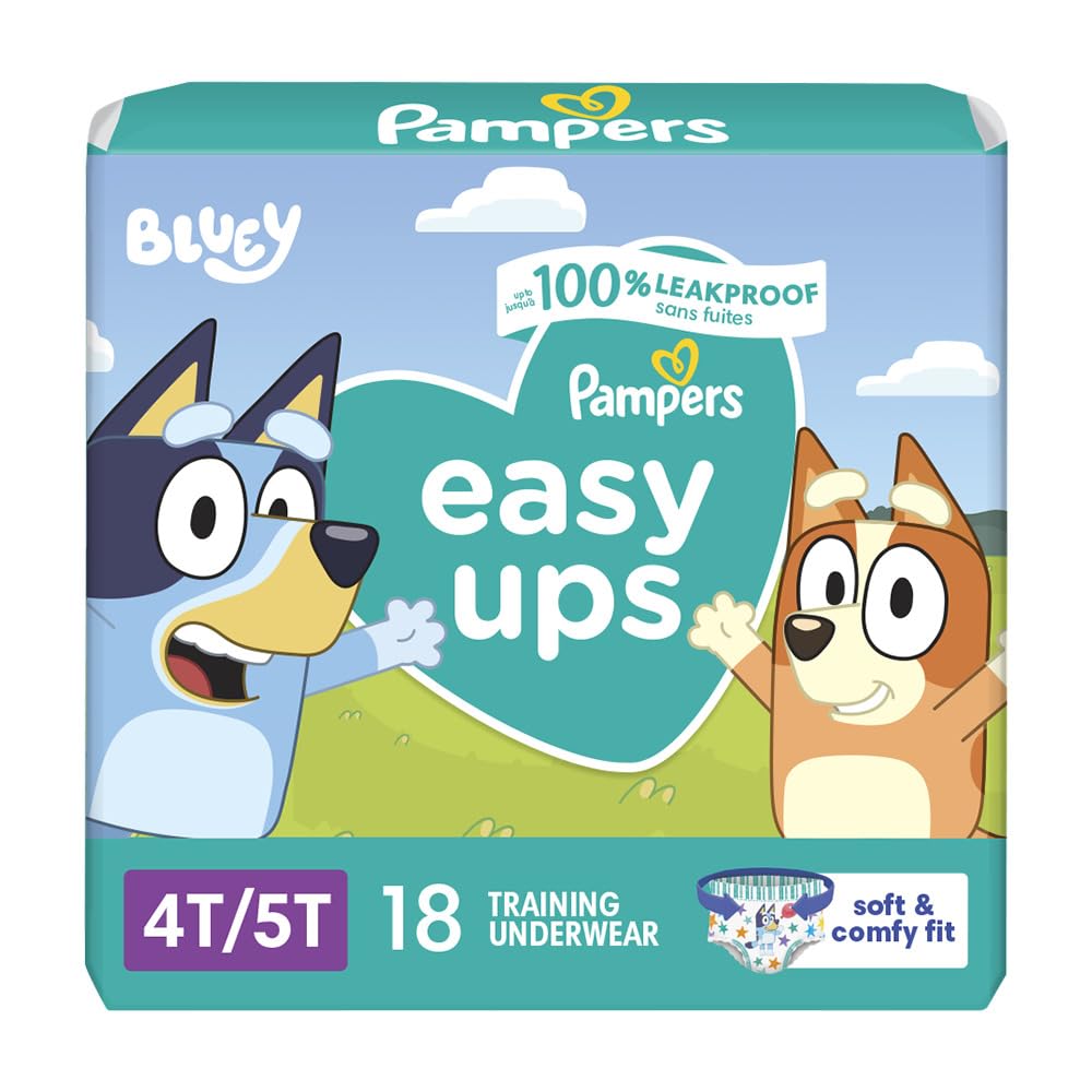 Pampers Training Pants - Easy Ups Boys & Girls Bluey - Size 3T-4T, 124 Count, Children's Potty Underwear (Packaging May Vary)