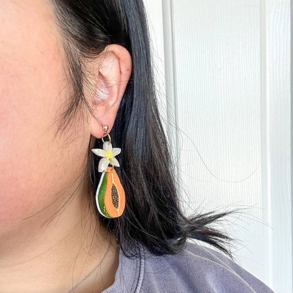Papaya Dangle Acrylic Earrings