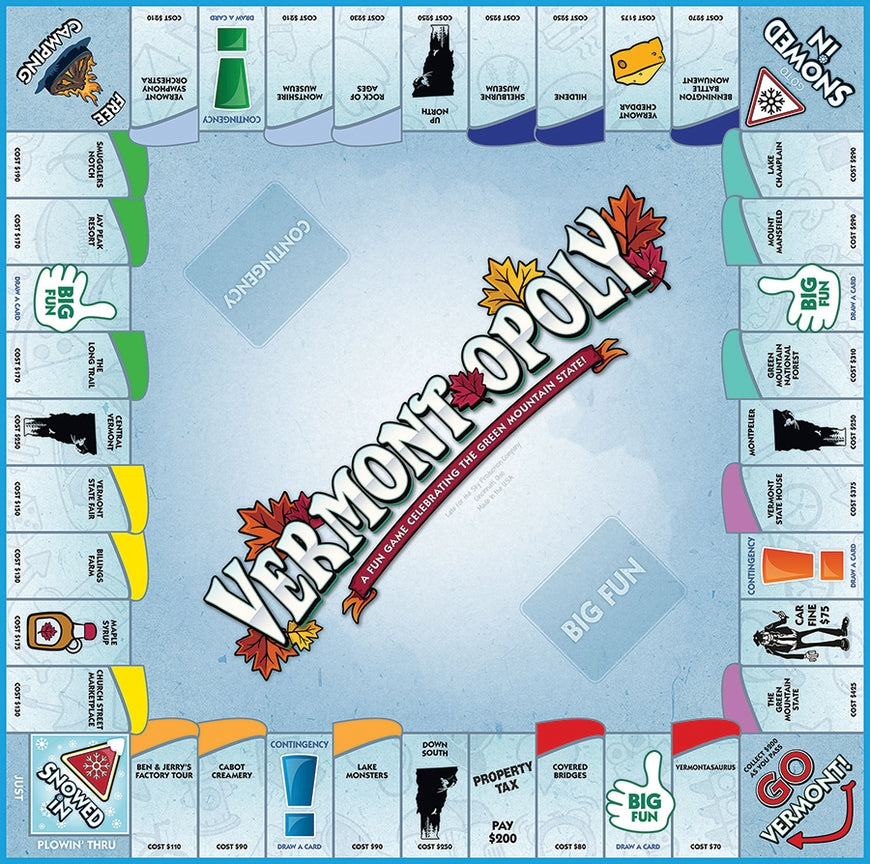 Vermont  Opoly Board Game