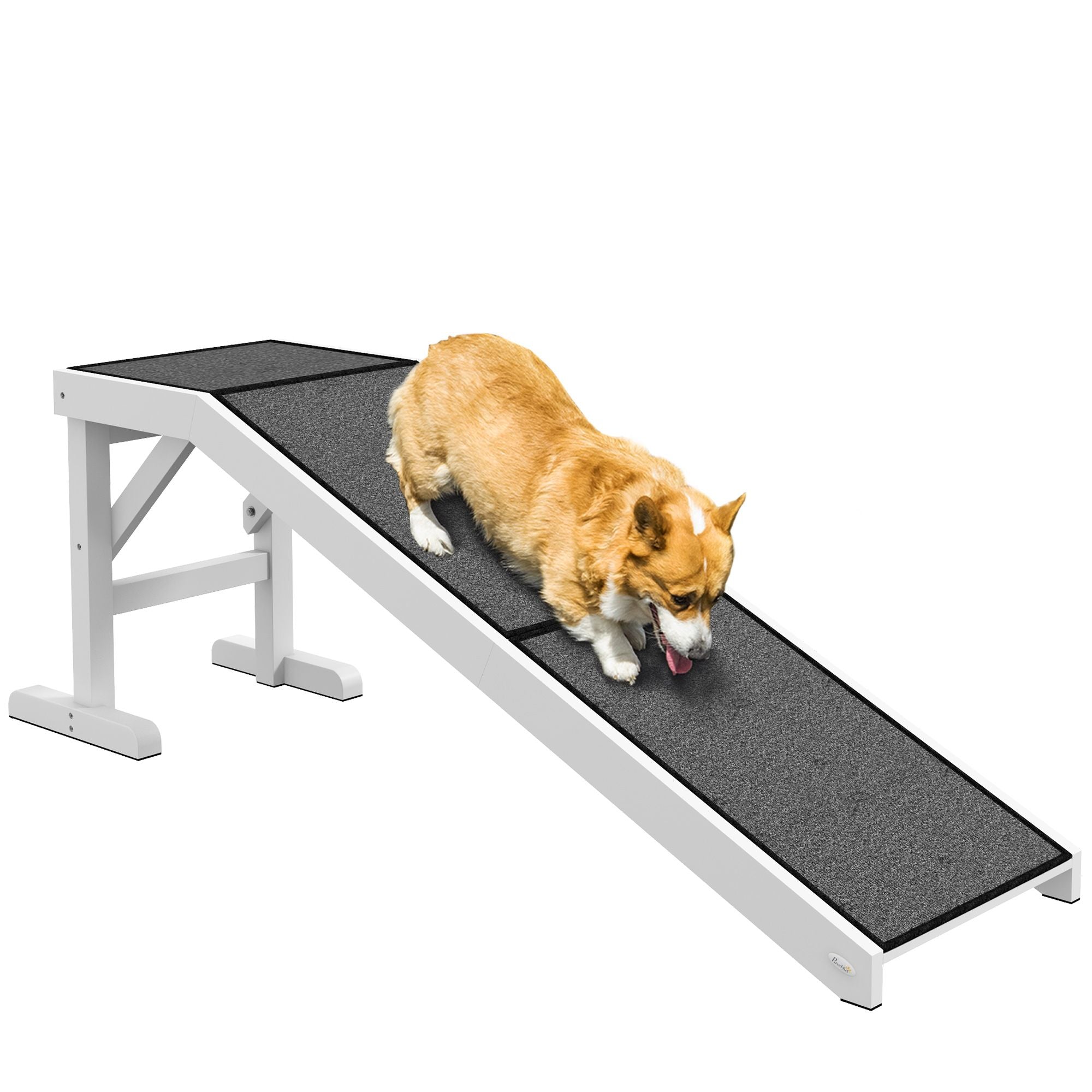 PawHut 60" Pet Ramp for Dogs & Cats, Non-Slip Carpet, Easy Access, White