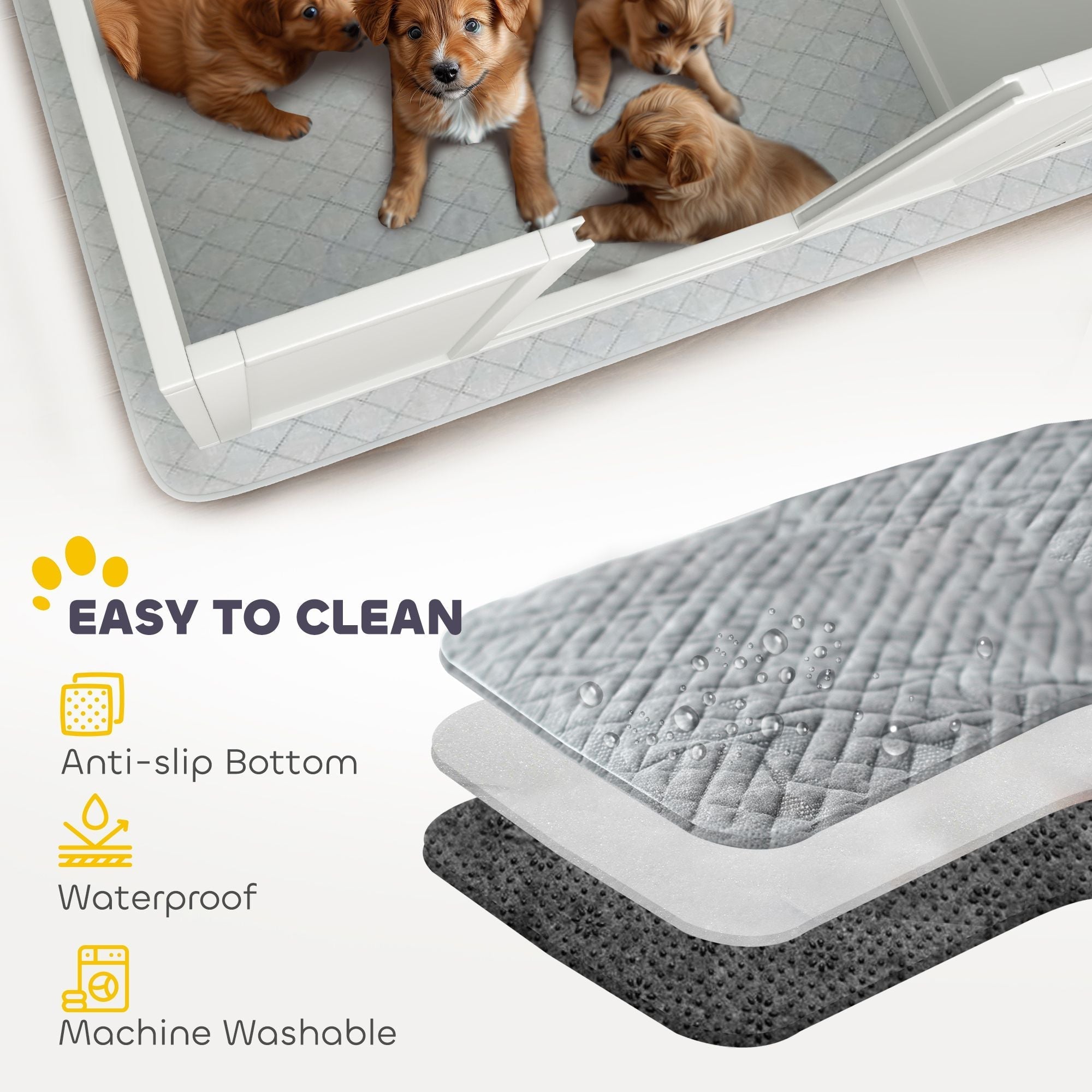 PawHut Dog Whelping Box with Washable Pee Pad, Adjustable Height Door, for Large Breed Dogs, 49" x 47" x 19"