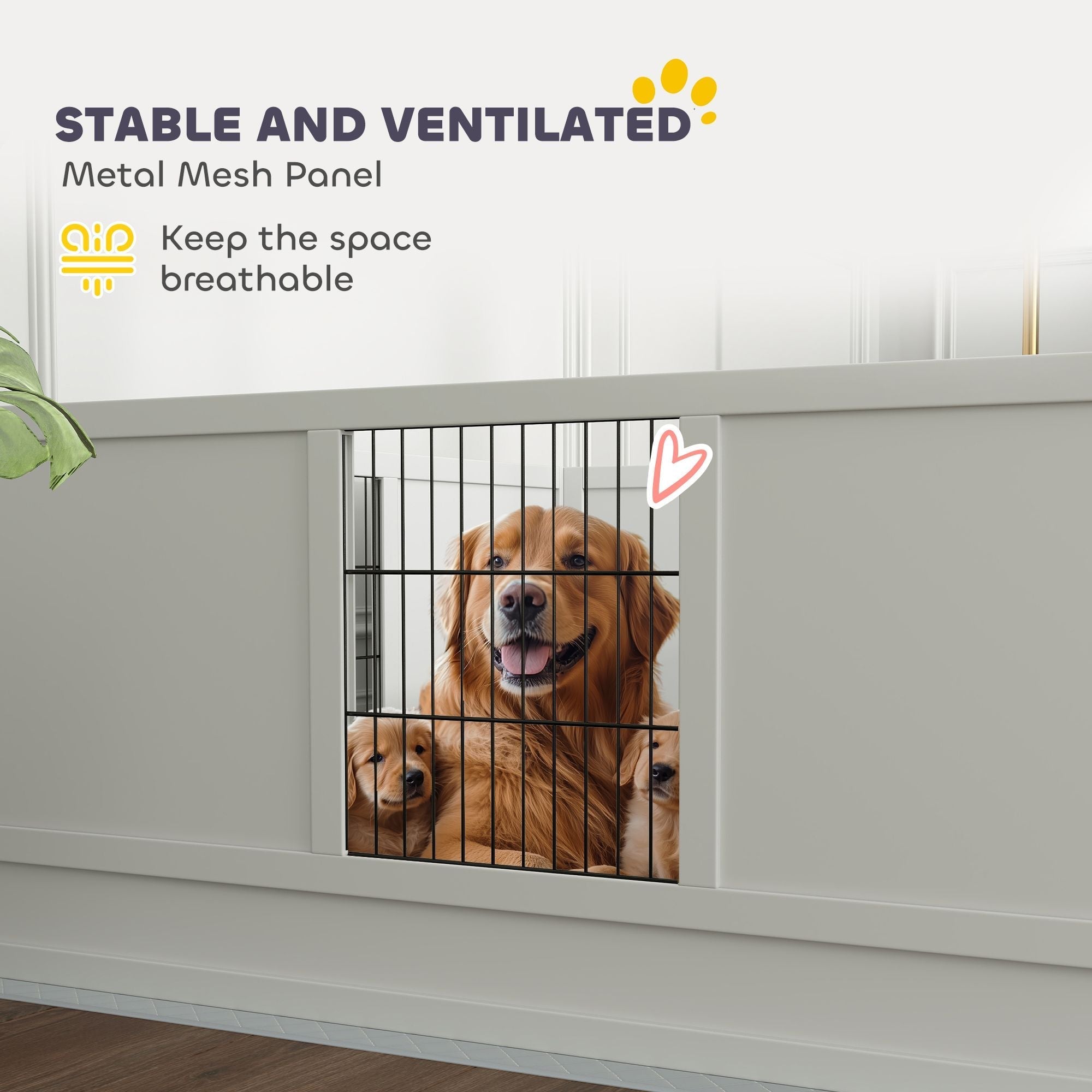 PawHut Dog Whelping Box with Washable Pee Pad, Adjustable Height Door, for Large Breed Dogs, 49" x 47" x 19"