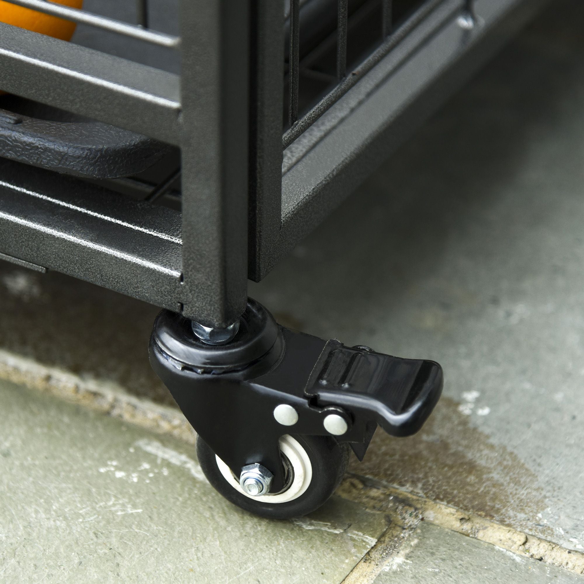 PawHut Metal Dog Crate 37" Heavy Duty Folding Kennel with Removable Tray Cover 4 Wheels Gray