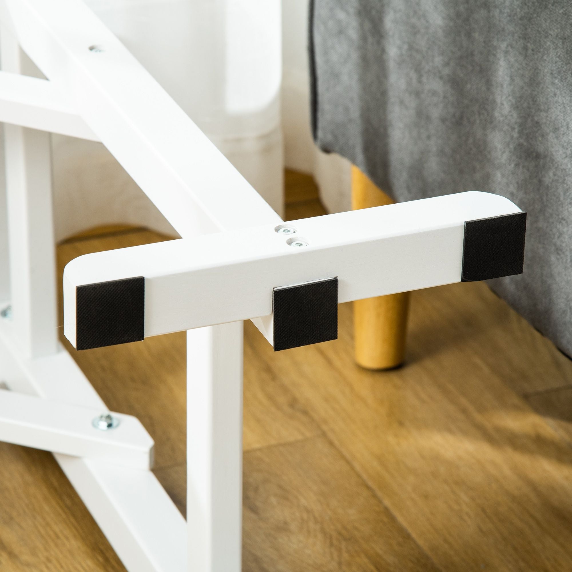 PawHut Pet Ramp for Dogs Non-slip Carpet Top Platform Pine Wood 74"L x 16"W x 25"H, Grey, White