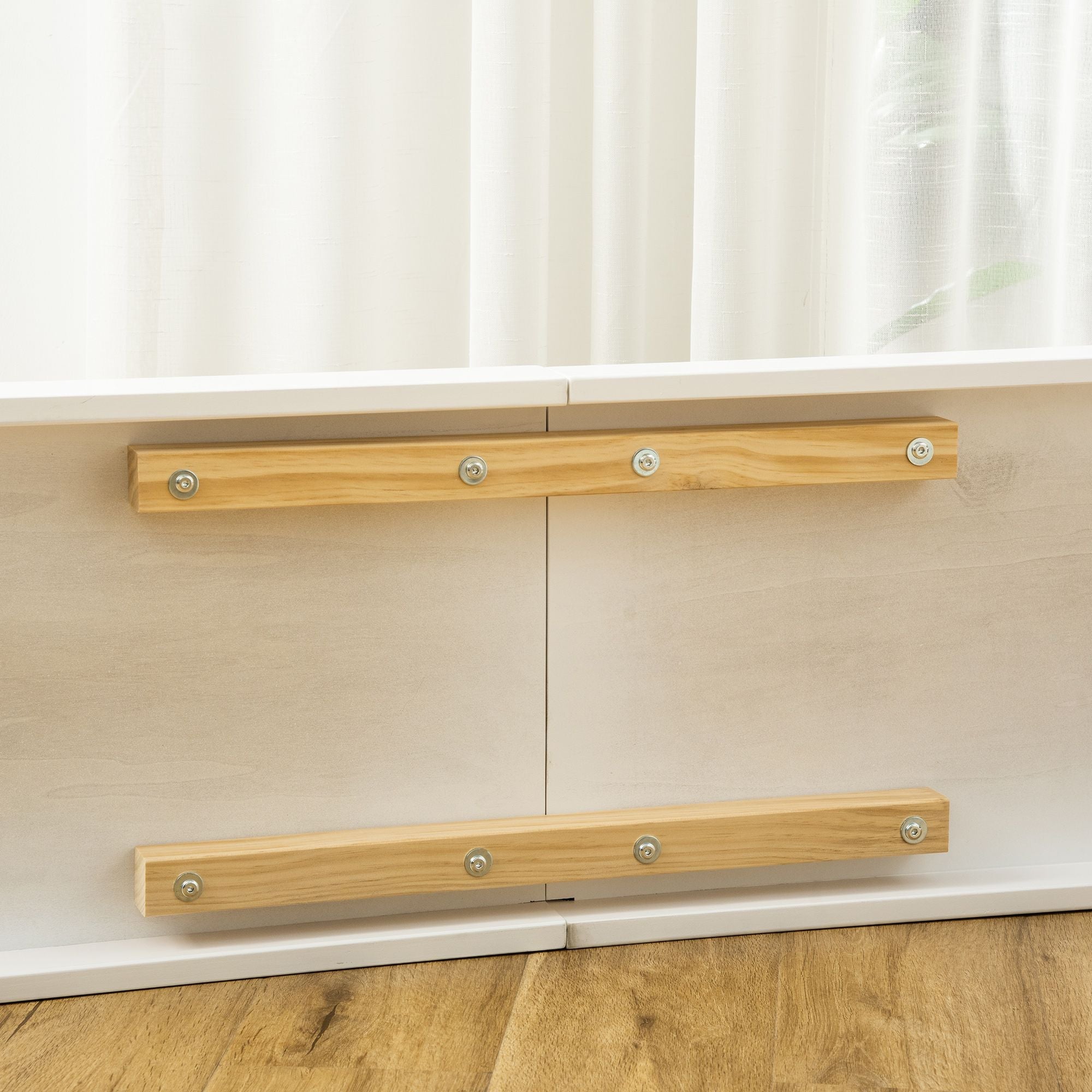 PawHut Pet Ramp for Dogs Non-slip Carpet Top Platform Pine Wood 74"L x 16"W x 25"H, Grey, White