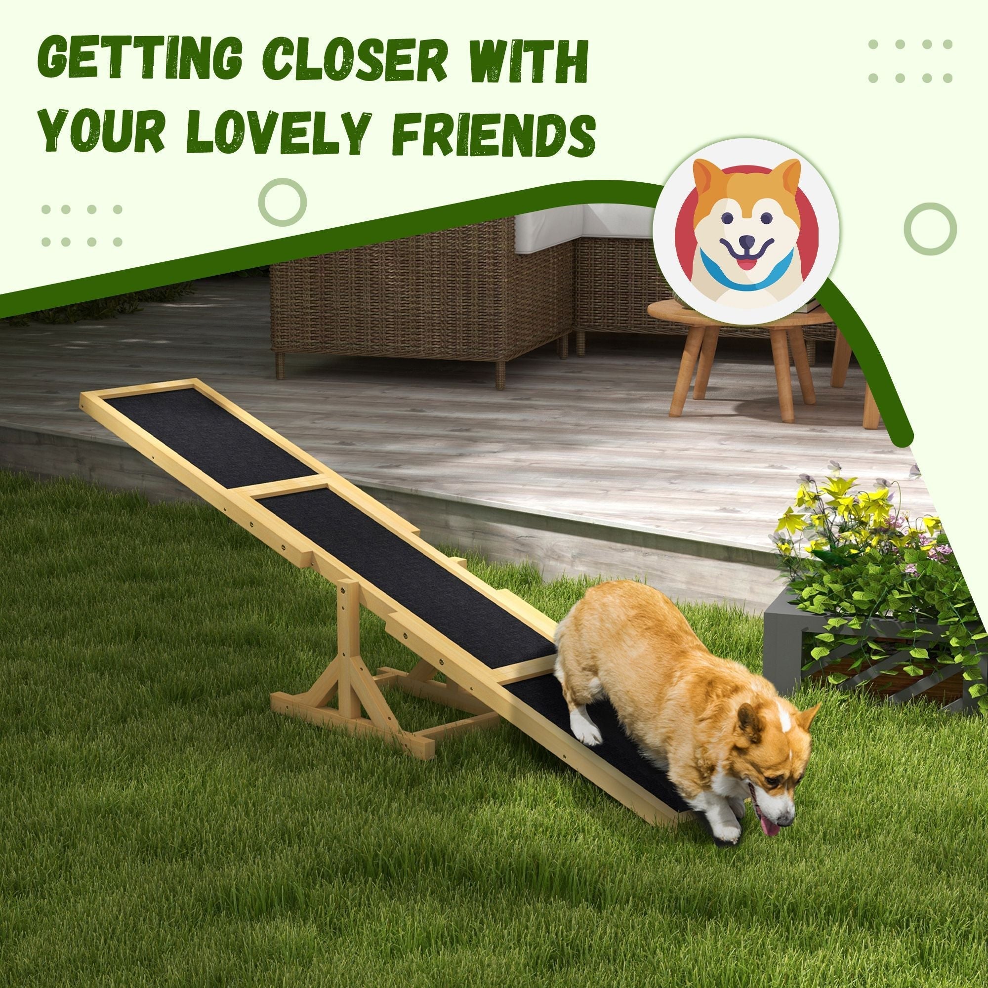 PawHut Wooden Dog Agility Seesaw for Training and Exercise, Yellow