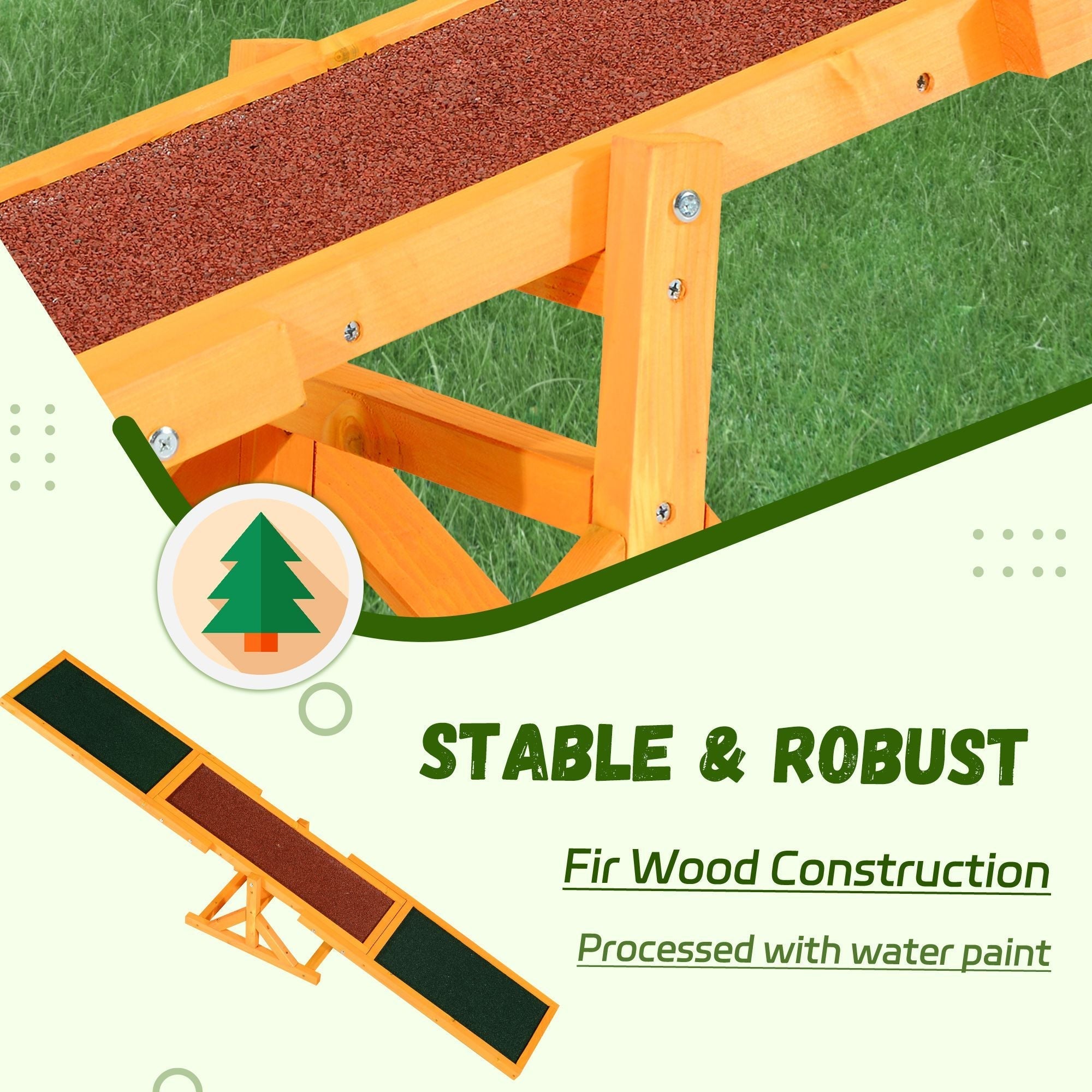 PawHut Wooden Dog Agility Seesaw, Training and Exercise Equipment, Weather Resistant, 71" L, Natural