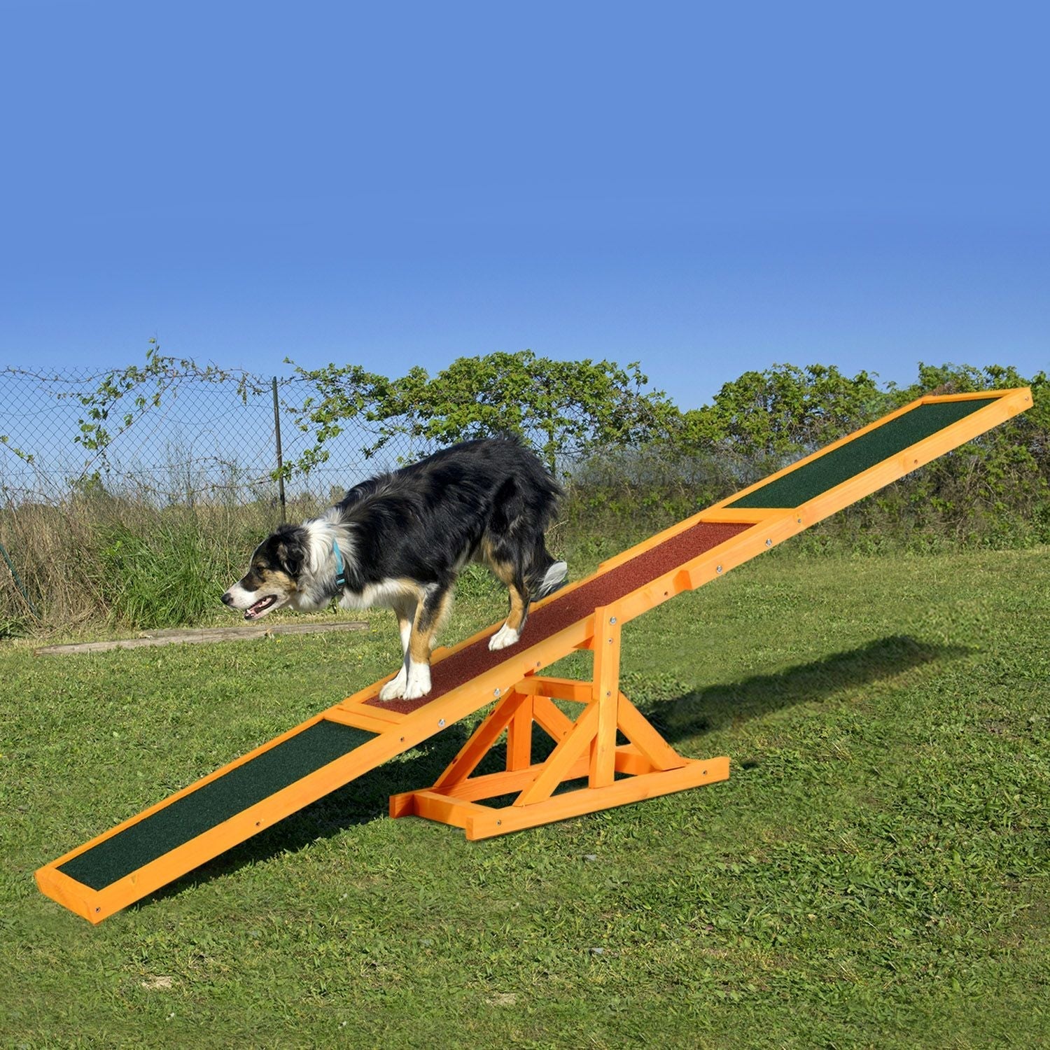 PawHut Wooden Dog Agility Seesaw, Training and Exercise Equipment, Weather Resistant, 71" L, Natural