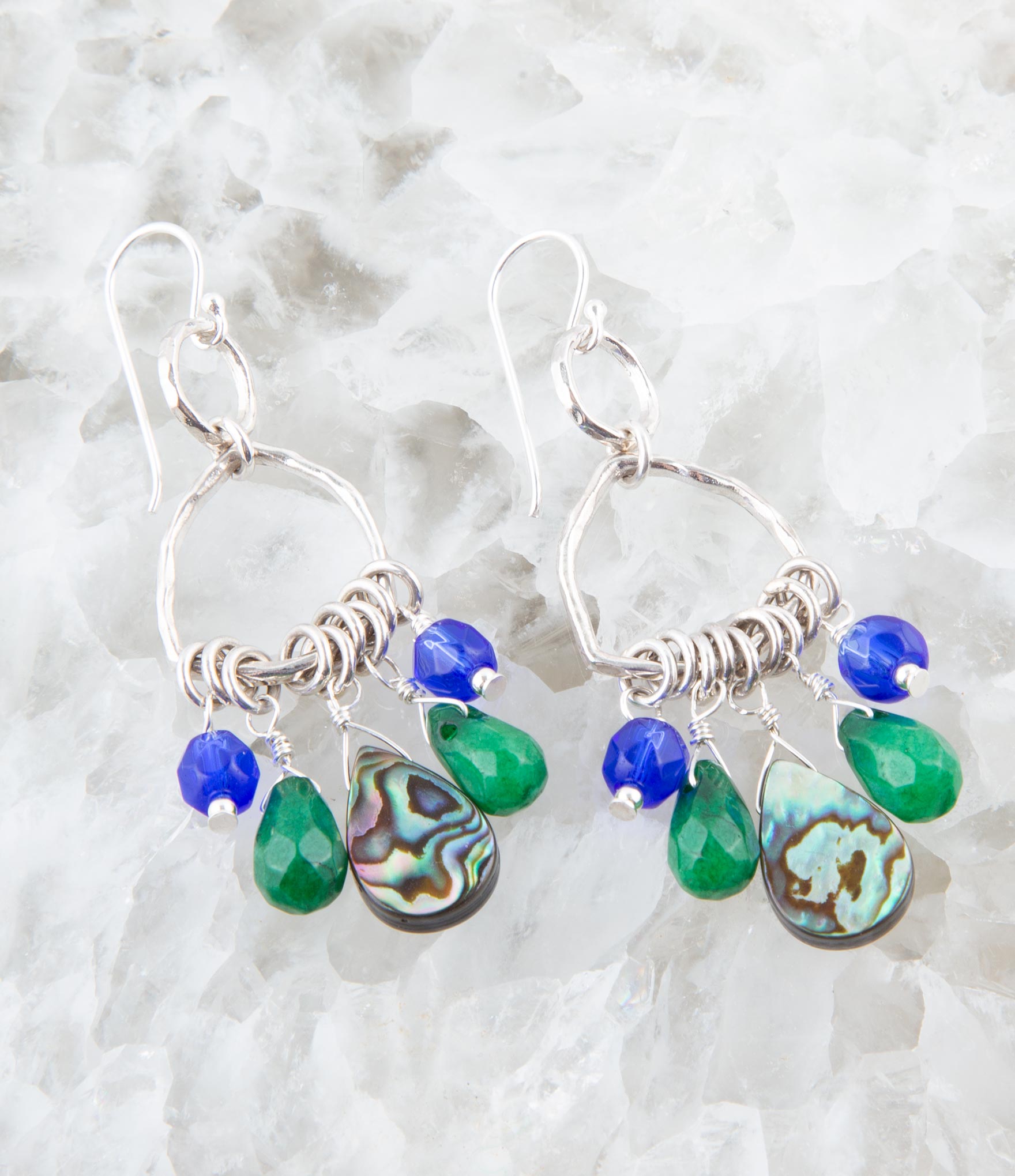 Peacock Abalone Drop Earrings