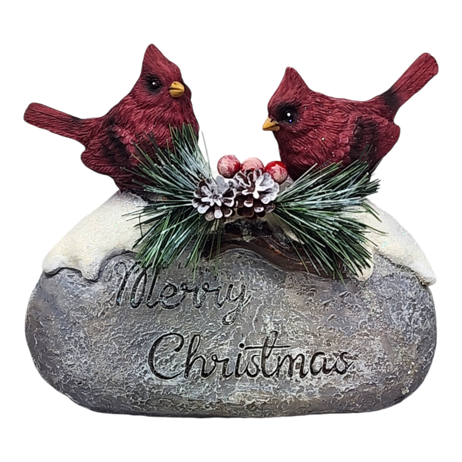Holiday Cardinals on Stone - 7 Inch