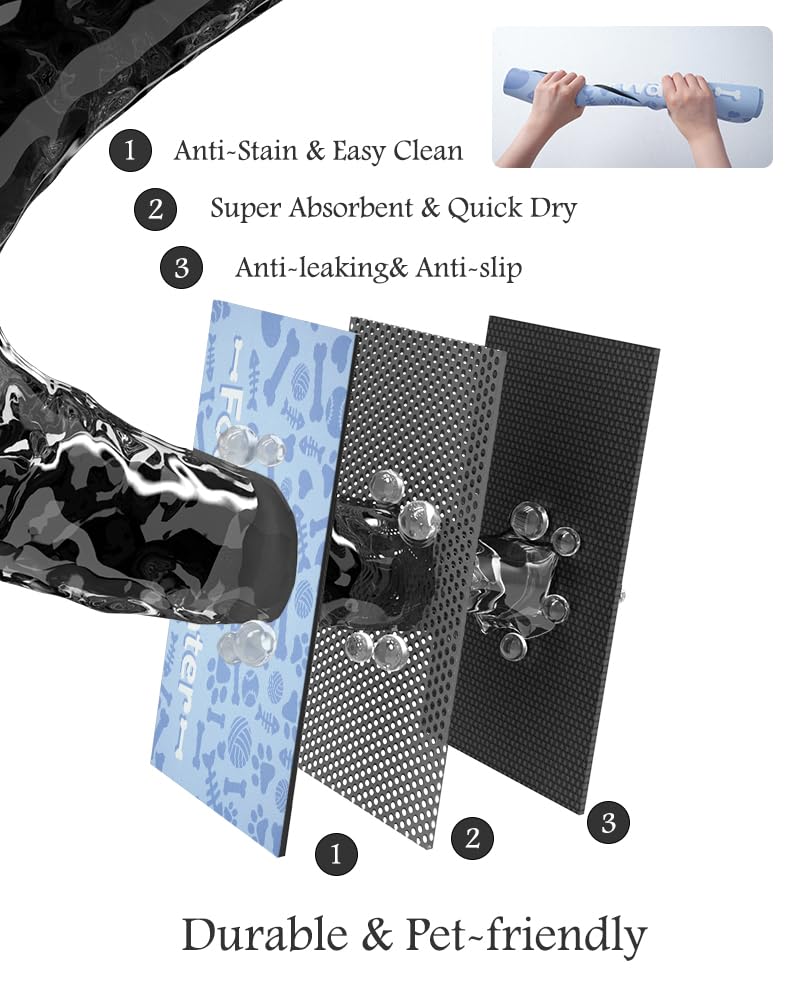 Pet Feeding Mat-Absorbent Dog Mat for Food and Water Bowl-No Stains Quick Dry Dog Water Dispenser Mat-Dog Accessories Pet Supplies-Dog Water Bowl for Messy Drinkers
